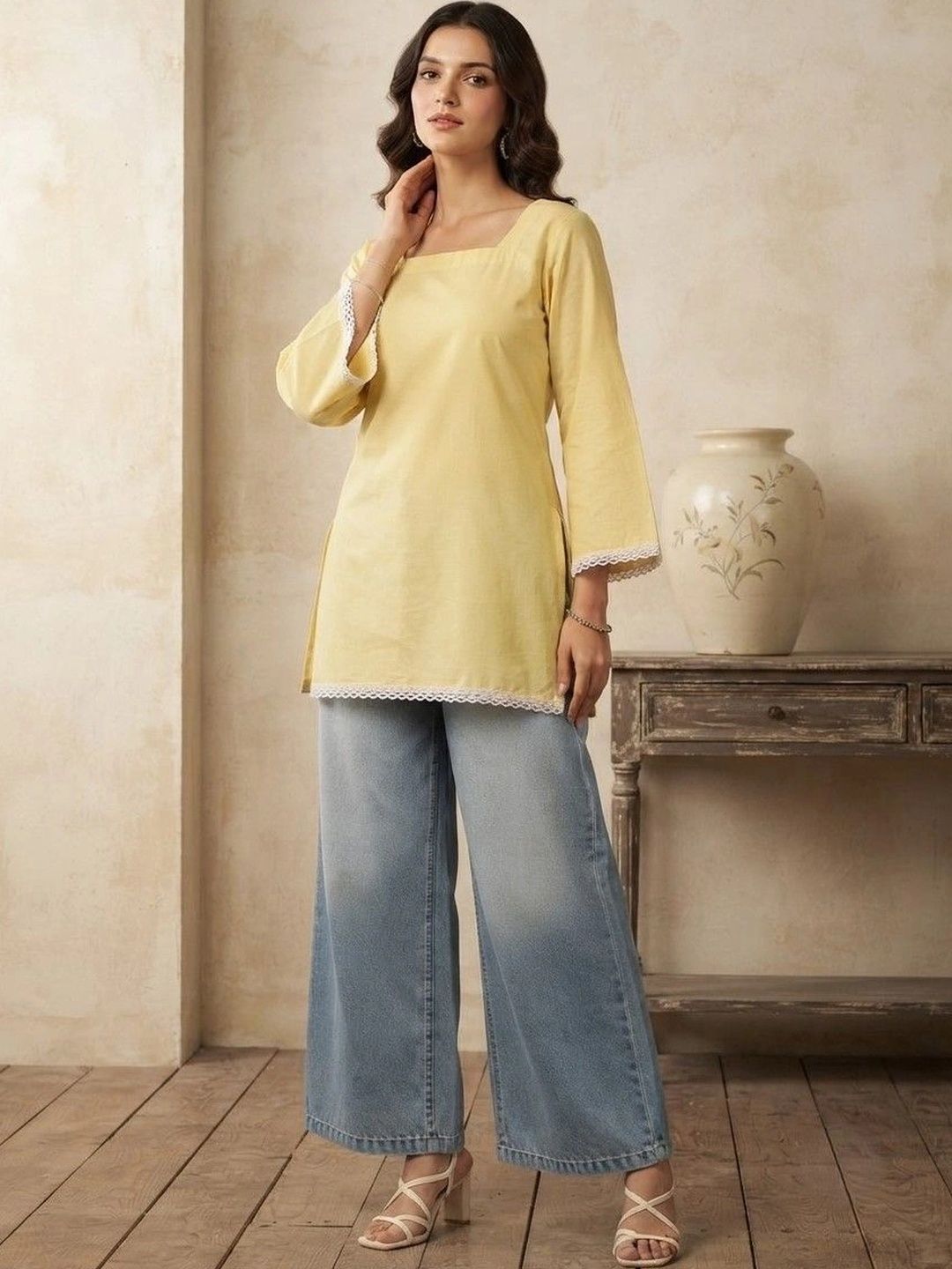Sangria Square Neck Kurti-image-0