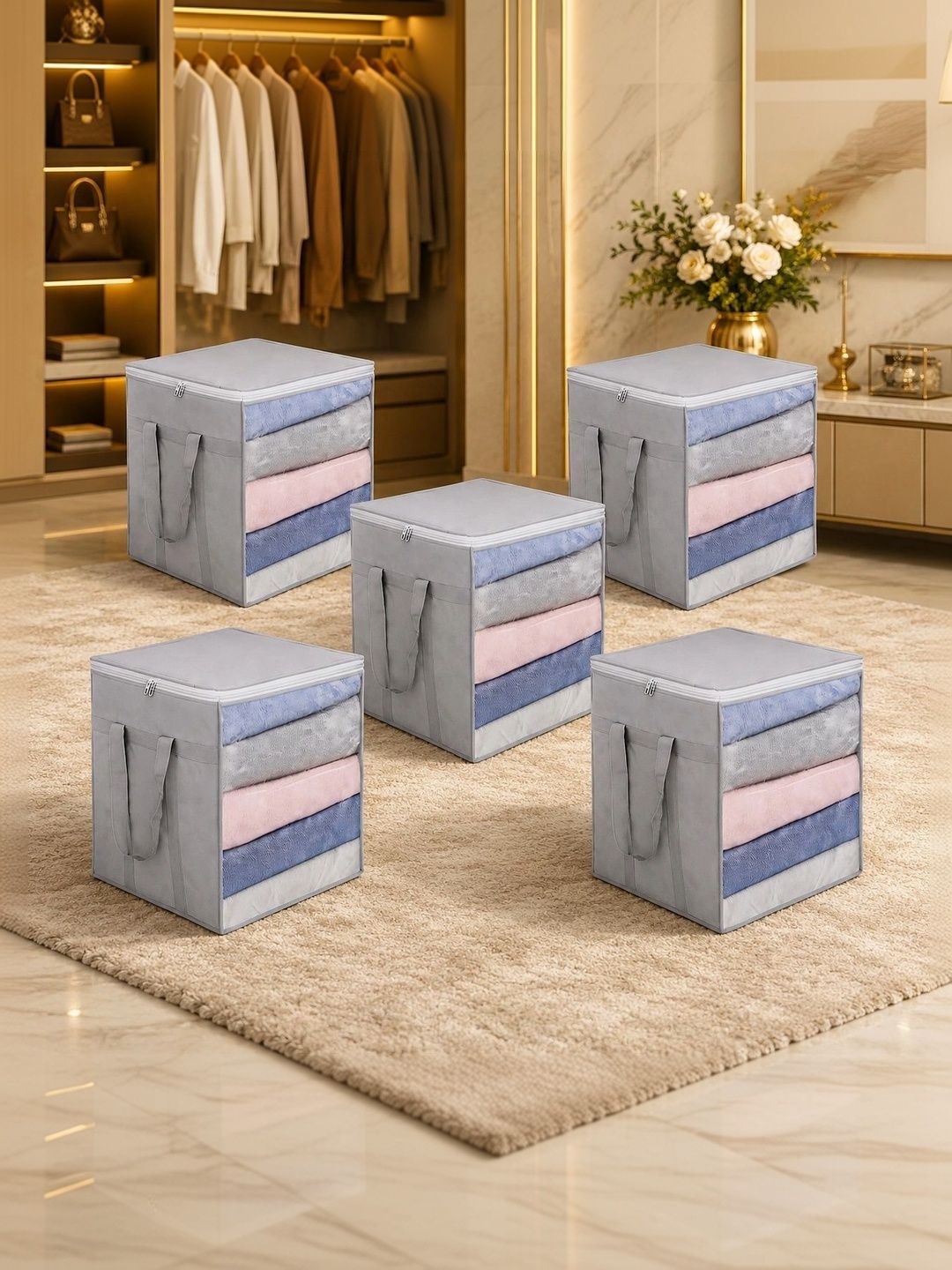 AMAK INC Grey Set of 5 Reusable Multi-Utility Organisers-image-23