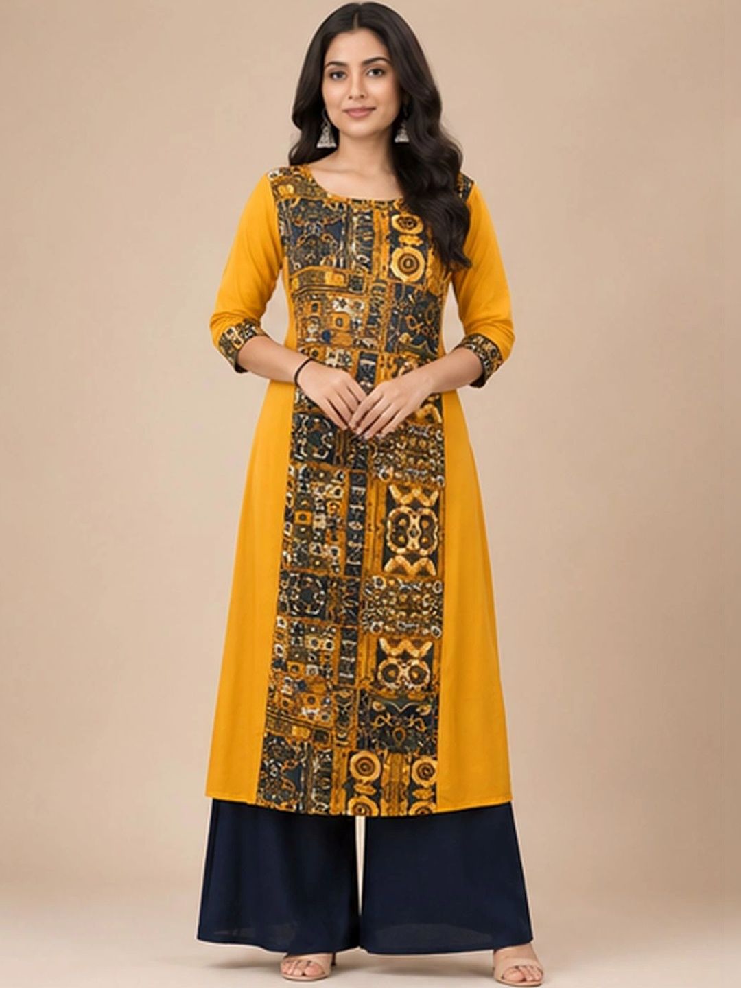MEZENOR Printed Boat Neck Kurti-picture-32