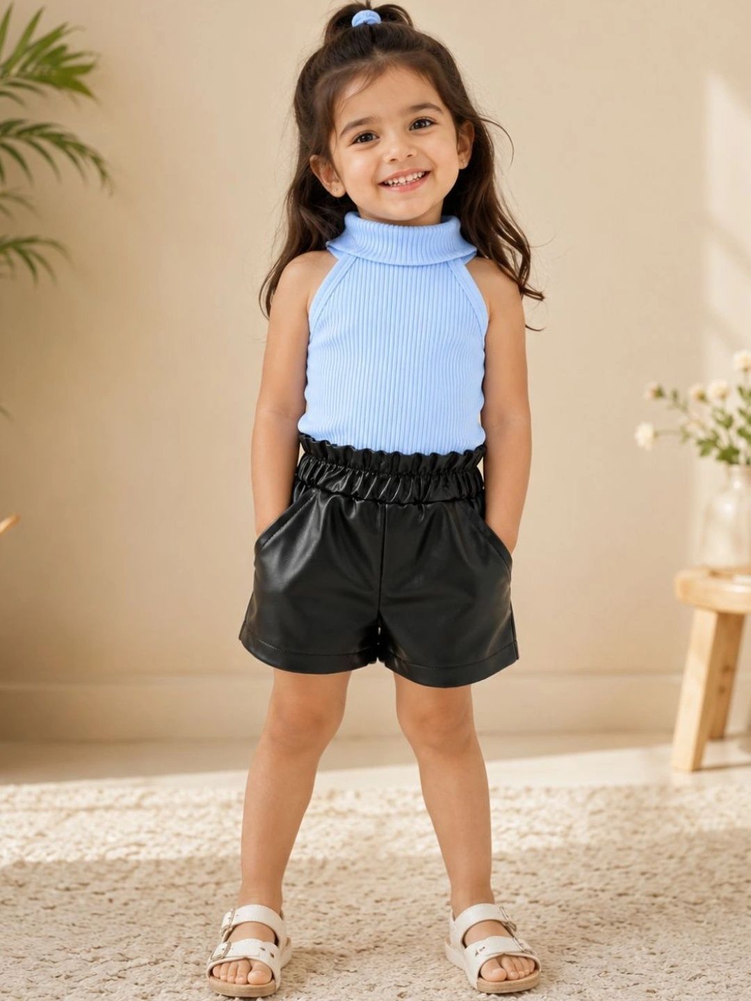 Googo Gaaga Girl Halter Neck Sleeveless Top with Shorts-image-46