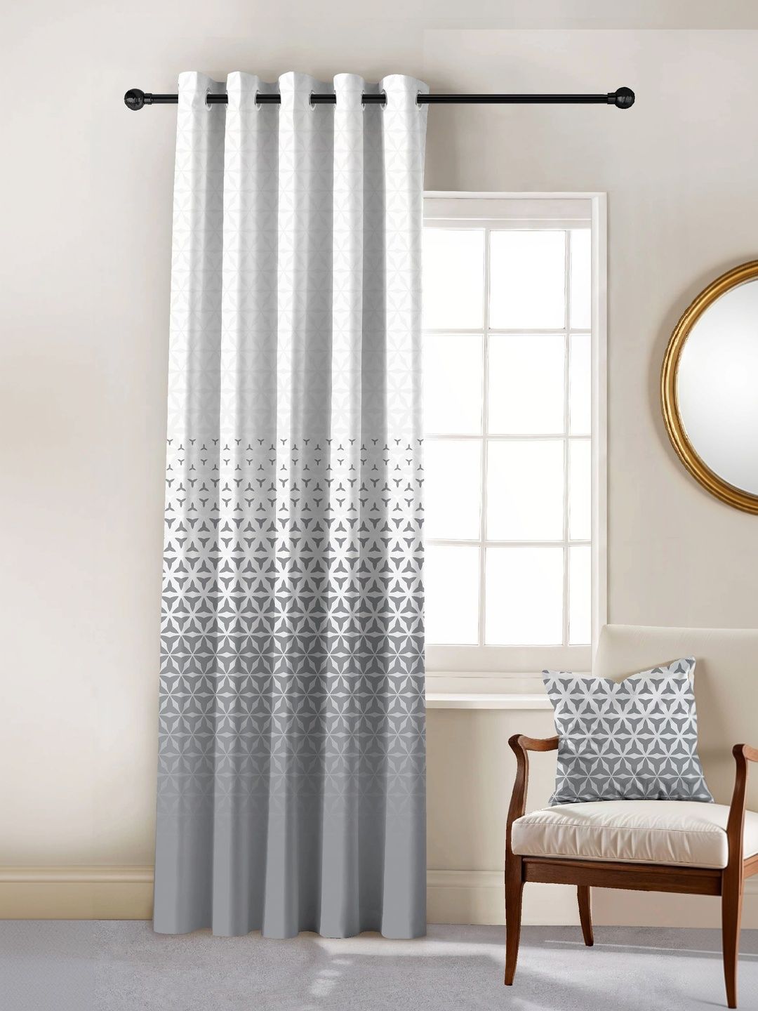 CASABLEU Grey Geometric Room Darkening Door Curtain-picture-31