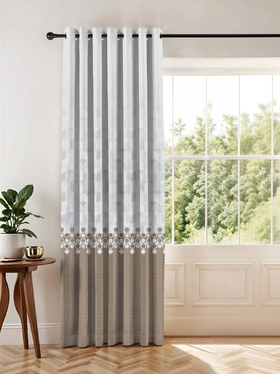 CASABLEU Coffee Brown Geometric Room Darkening Door Curtain-picture-15