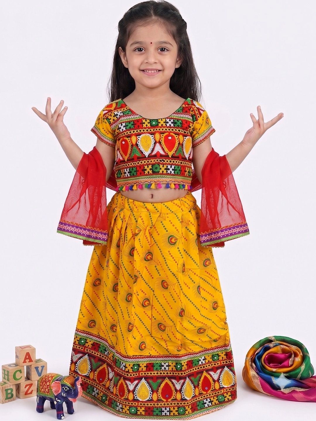 VALUE CREATION Girls Embroidered Thread Work Ready to Wear Lehenga & Blouse With Dupatta-picture-23