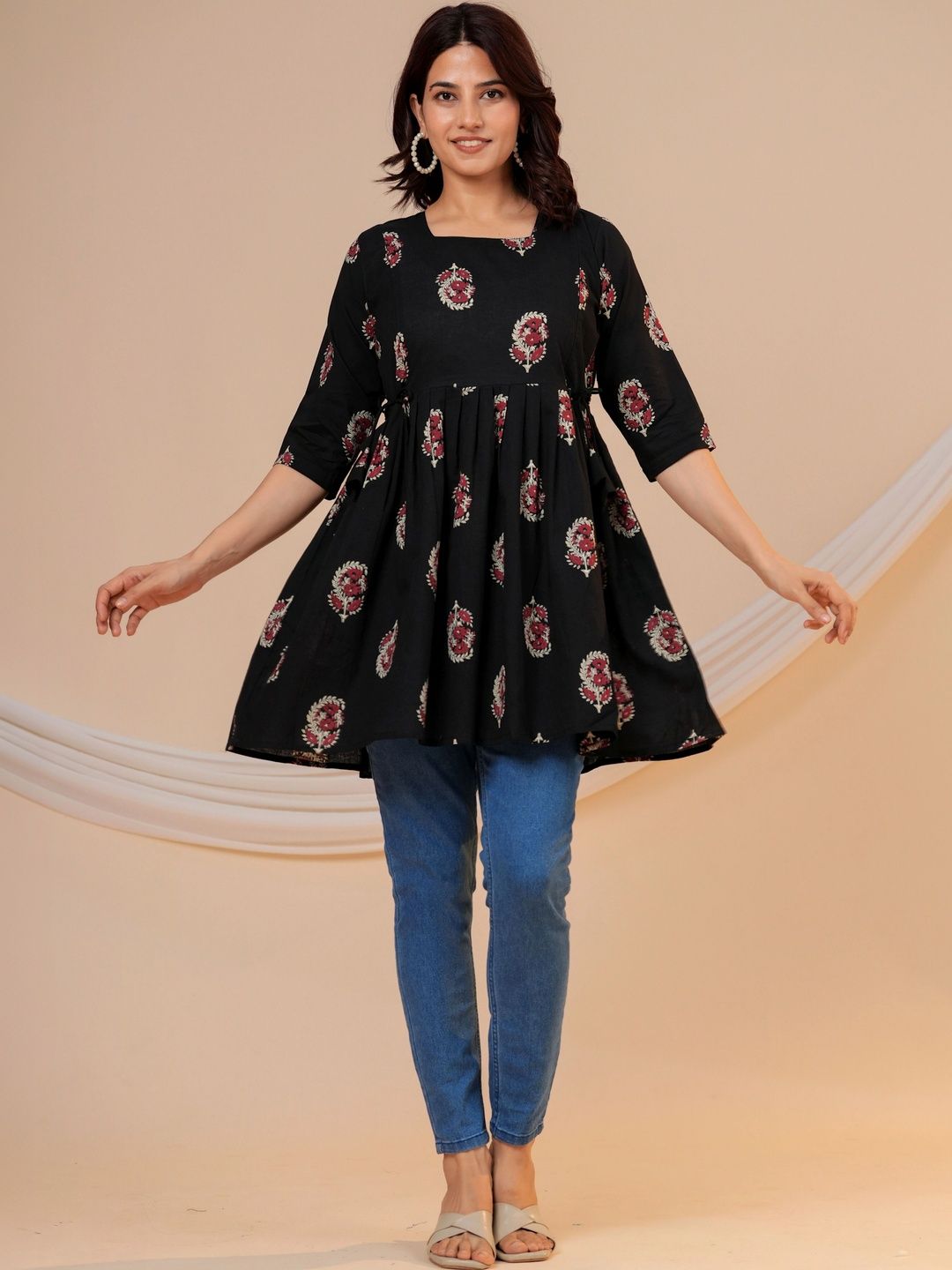 UrbanRang Floral Print Cotton Blend Top-picture-16