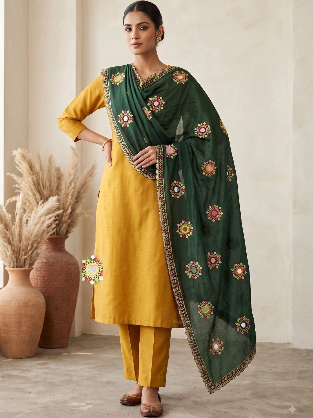 Komurr Ethnic Motifs Dupatta with Mirror Work-picture-26