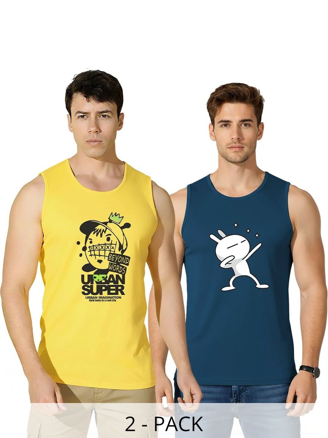 CRYPTIC Pack of 2 Printed Cotton Tank-picture-24