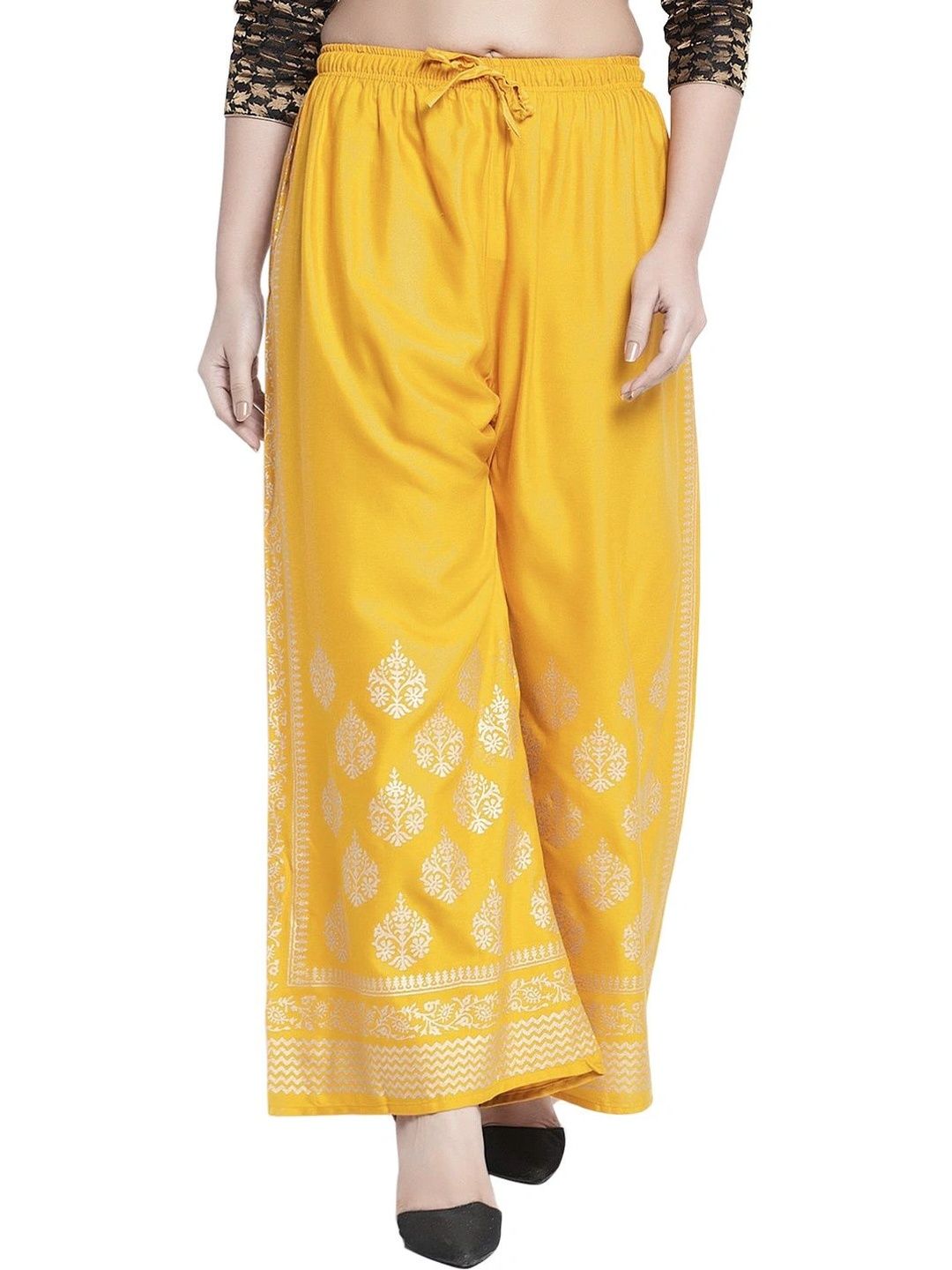 OMAYA Women Ethnic Motifs Printed Knitted Ethnic Palazzos-picture-28