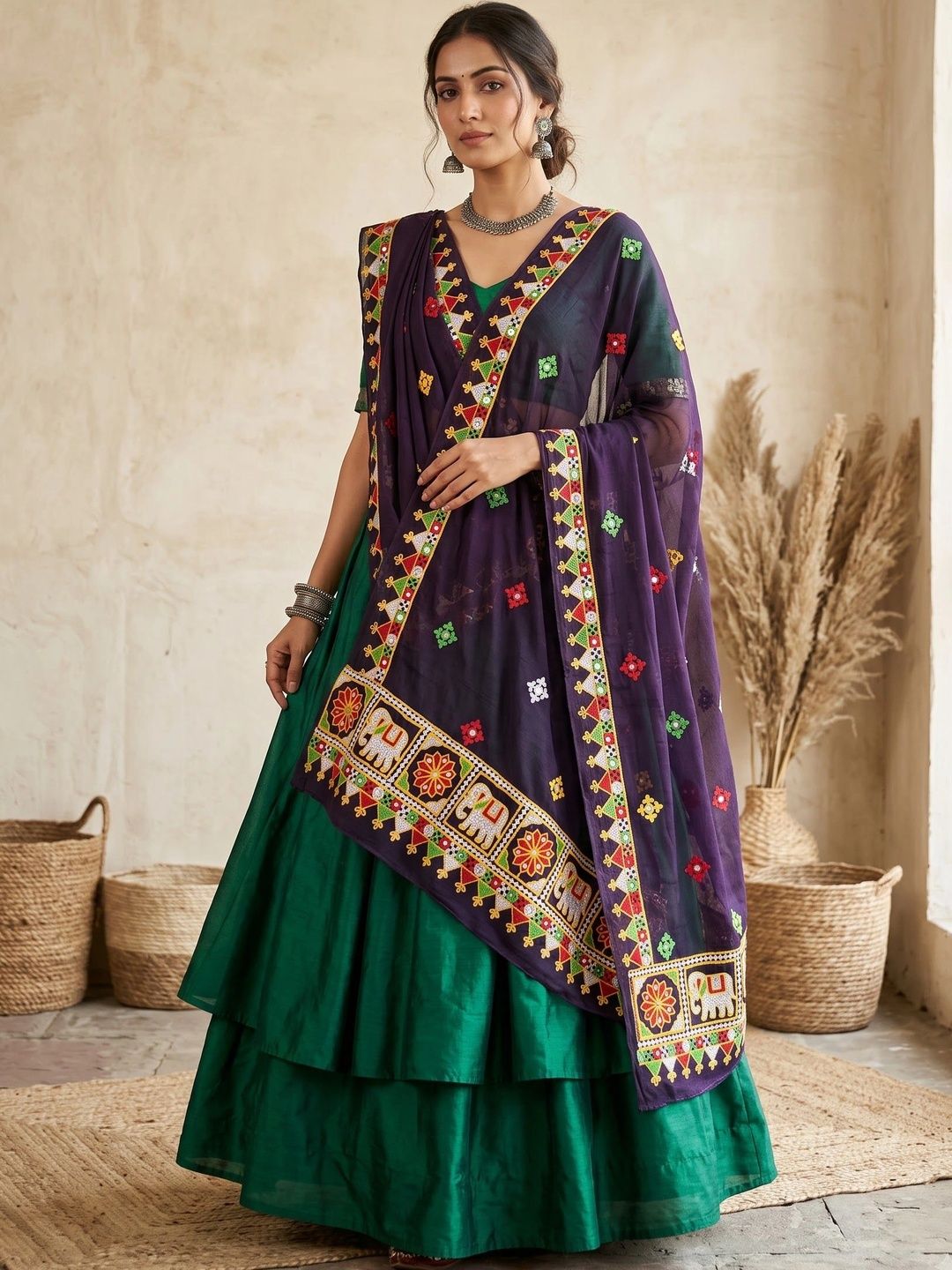 Komurr Ethnic Motifs Embroidered Dupatta with Mirror Work-picture-54