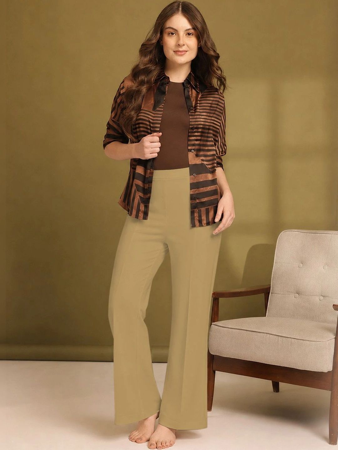 HERE&NOW Women Relaxed Easy Wash Trousers-picture-28