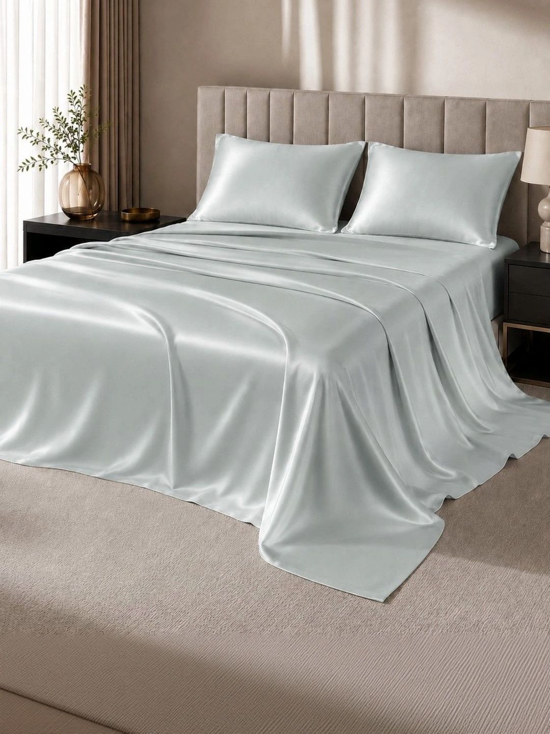 Myntra Elegant Homes Blue 350 TC King Bedsheet with 2 Pillow Covers-image-29