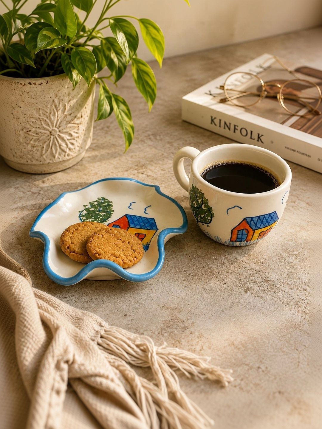 Lupaava Multicoloured Hand Painted Printed Ceramic Glossy Mugs Set of Cups and Mugs-image-7