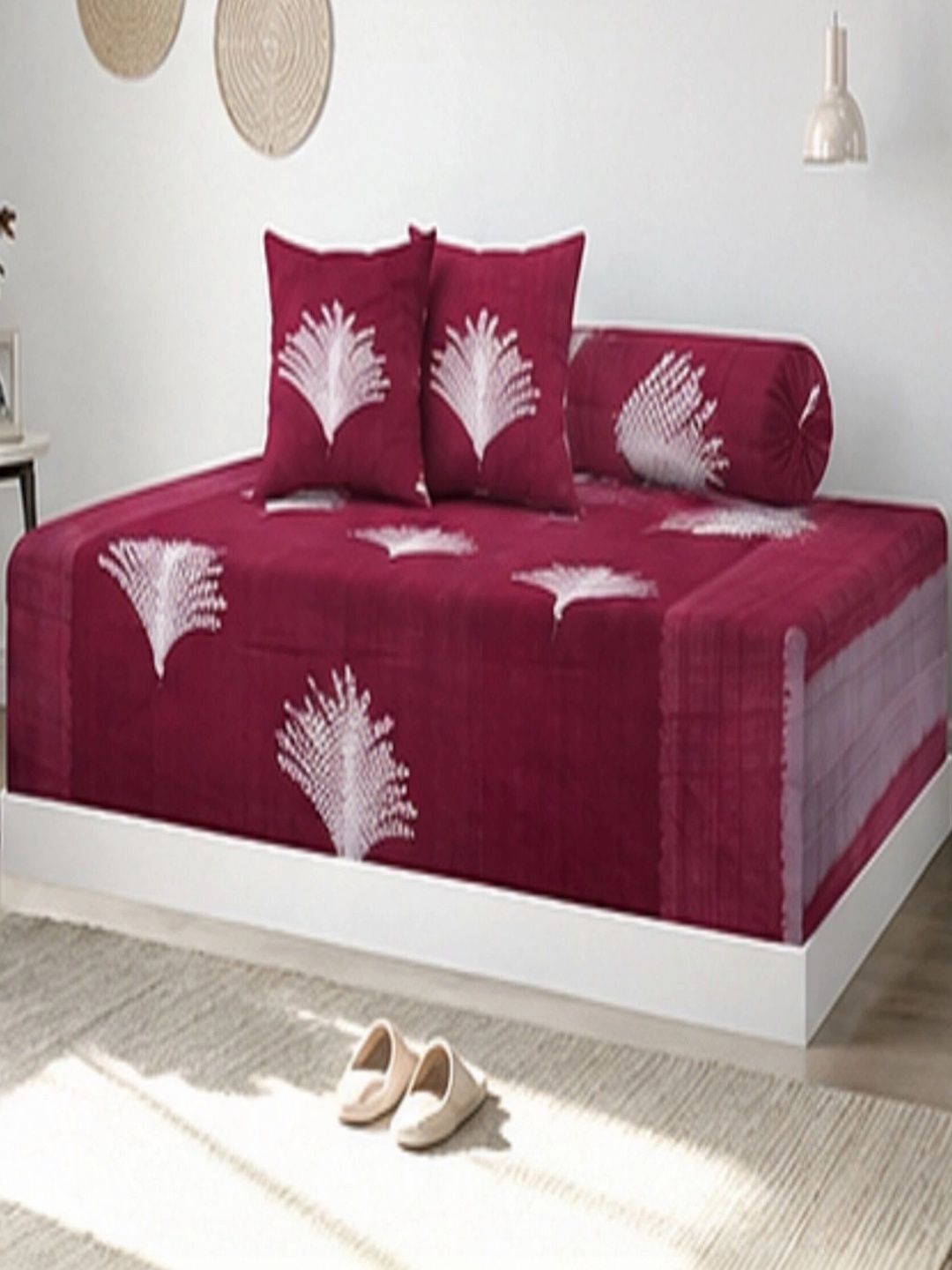 A Next Step Set Of 8 Maroon & White Printed Diwan Set-picture-13