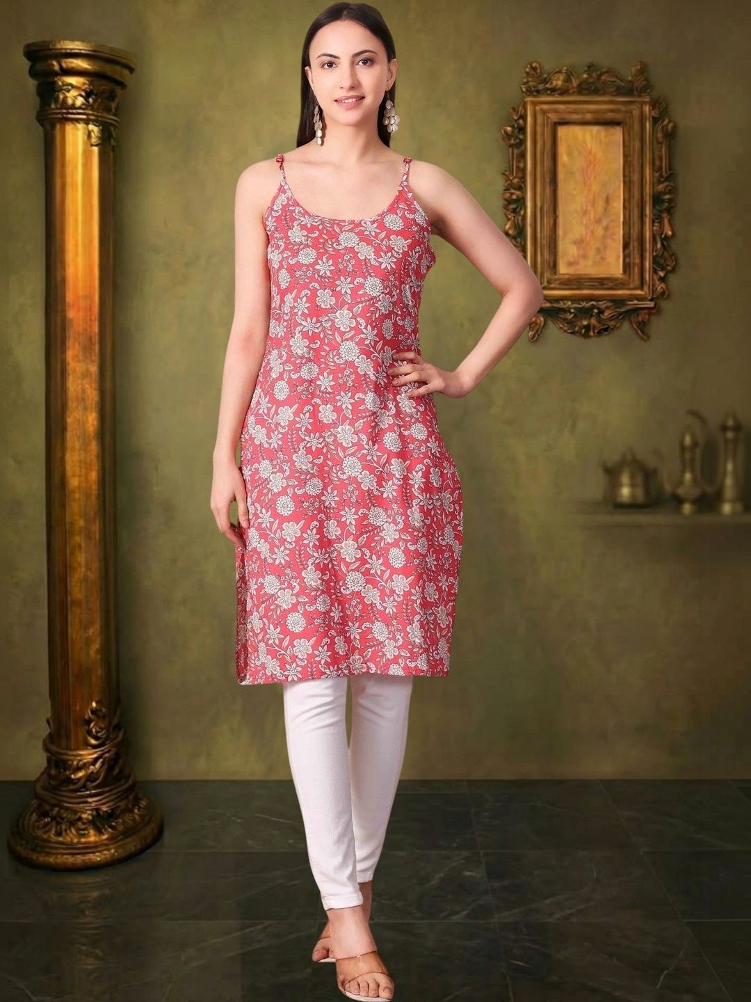 House of Sakhhi Floral Printed Pure Cotton Blend Khadi Kurti-picture-13