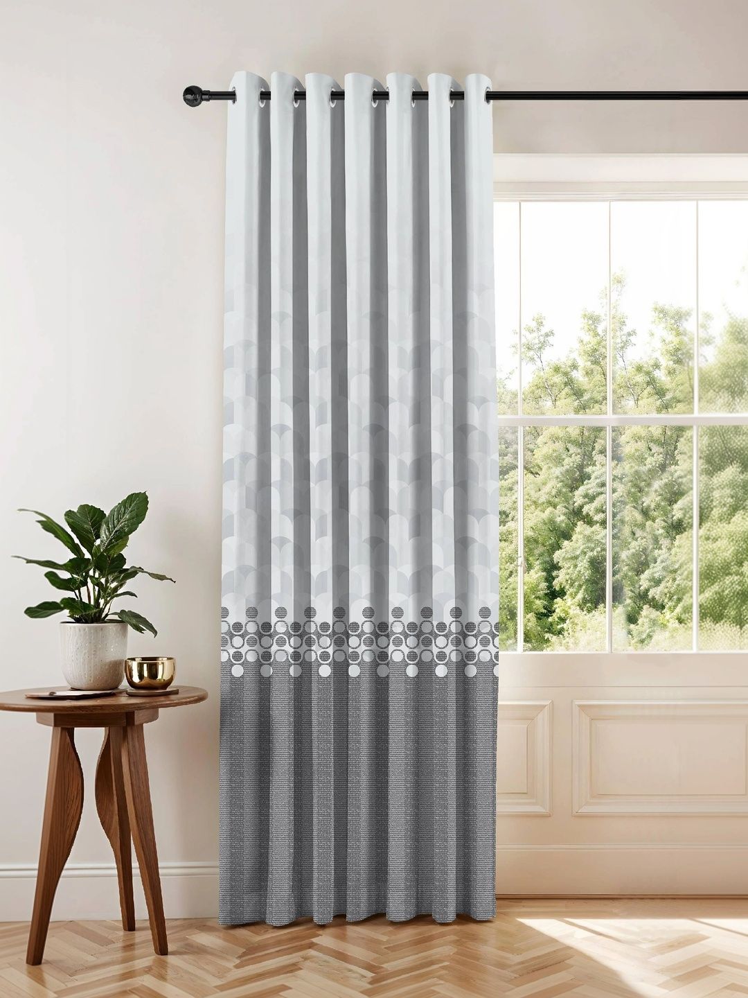 CASABLEU Grey Geometric Room Darkening Long Door Curtain-picture-26