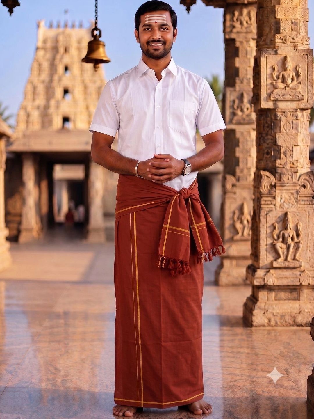 Hornbill Enterprises Men Striped Cotton Dhoti Dhotis-picture-36