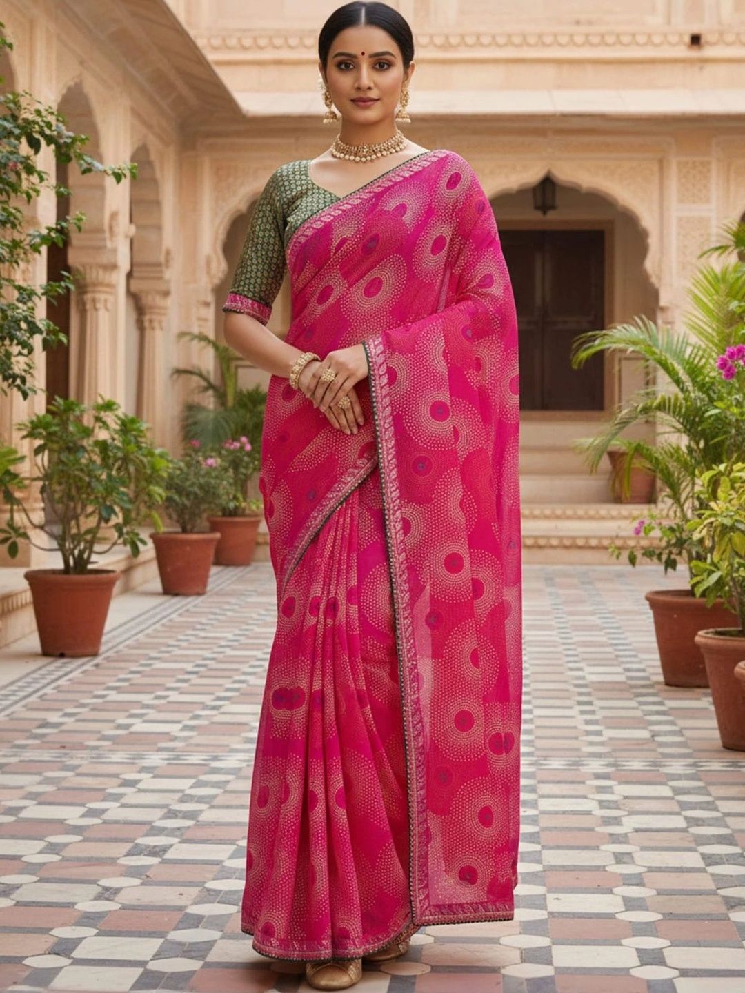 Saree mall Bandhani Sequinned Poly Georgette Designer Bandhani Sarees-picture-56