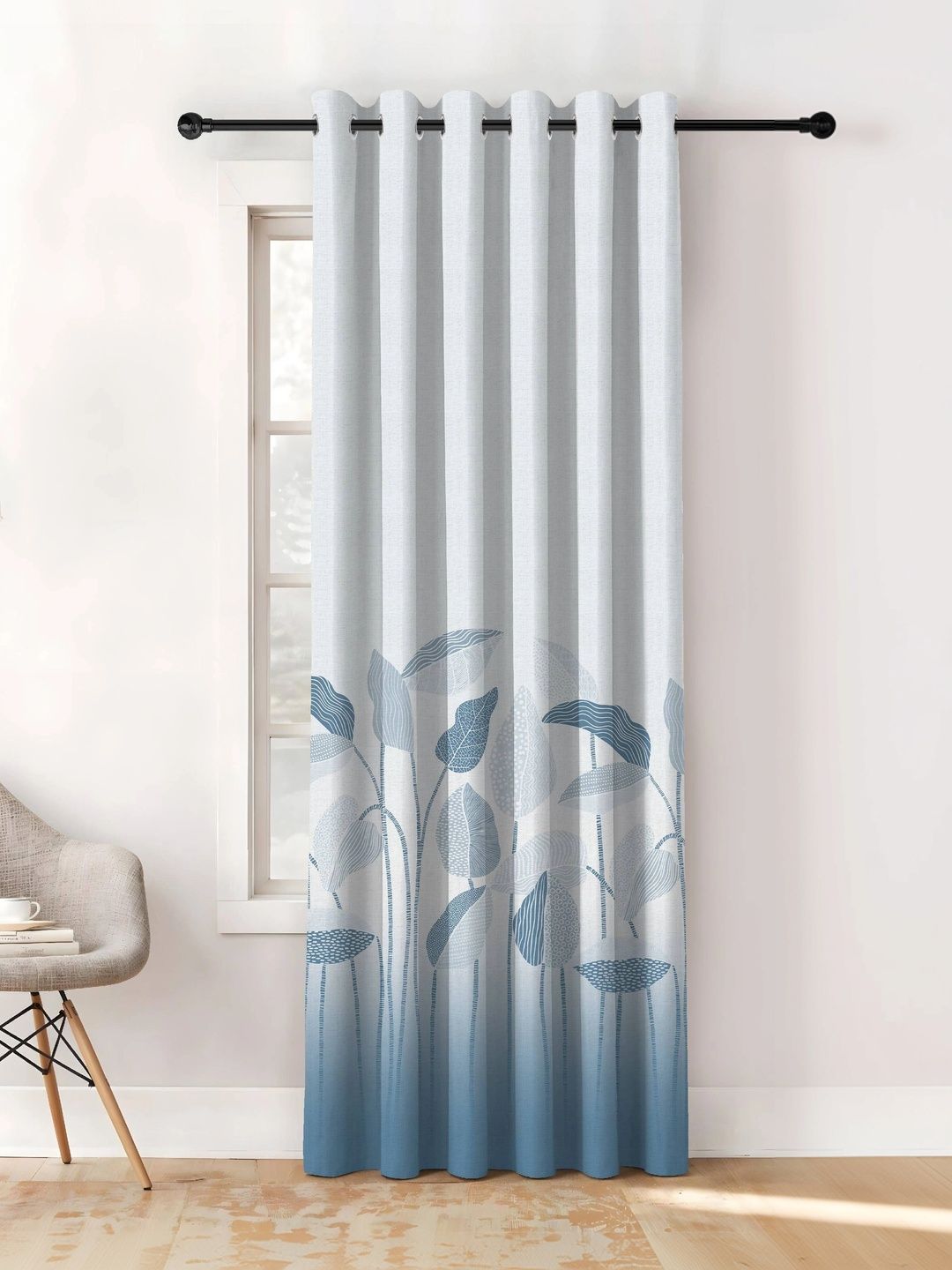 CASABLEU Blue Geometric Room Darkening Long Door Curtain-picture-24