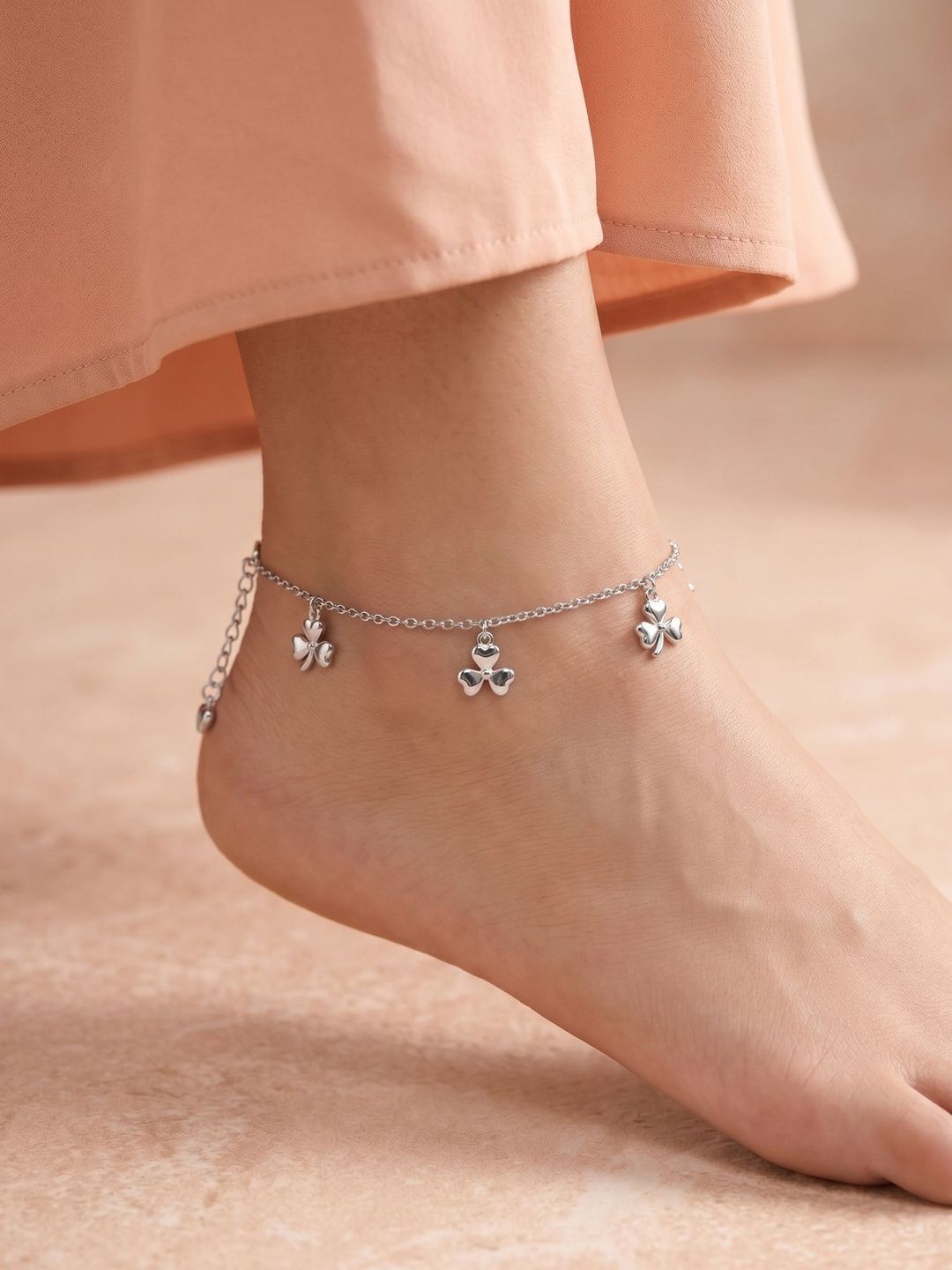925 SILLER 925 Pure Silver Multiple Charm Anklet-picture-42