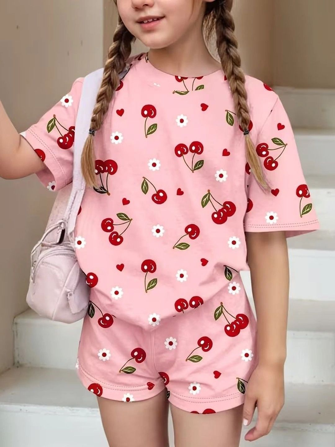 YK Girls Printed T-shirt with Shorts-picture-14