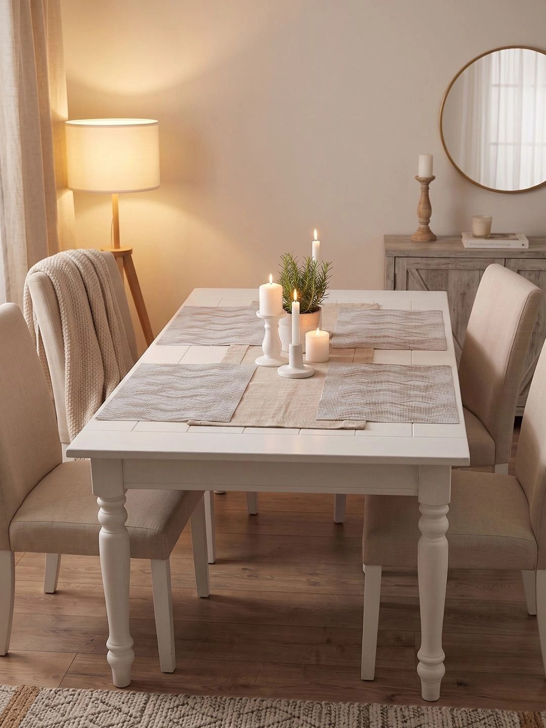 Myntra Elegant Homes 4-Pcs Khaki Printed Rectangle Table Placemats-picture-40