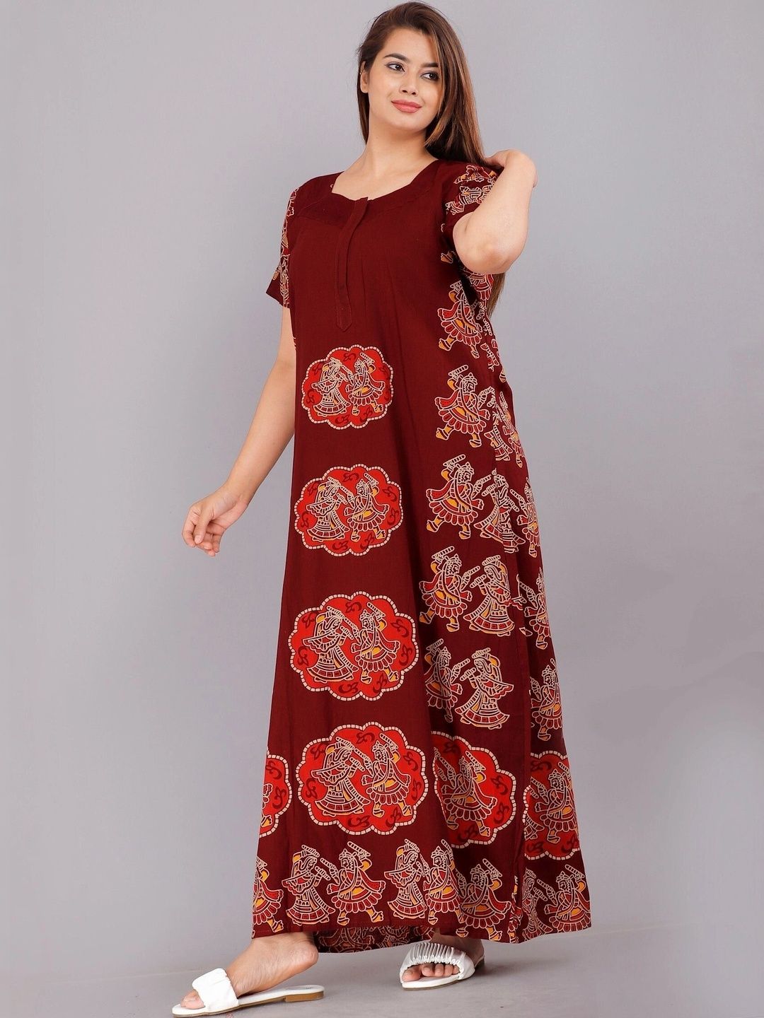 HOMEZILLA Printed Maxi Nightdress-picture-55