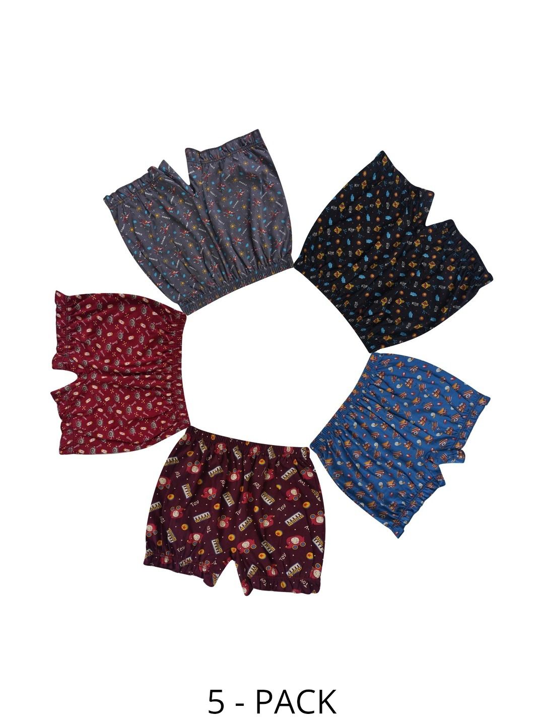 YELLOWDELIGHT Girls Pack of 5 Printed Assorted Cotton Boy Shorts-picture-46