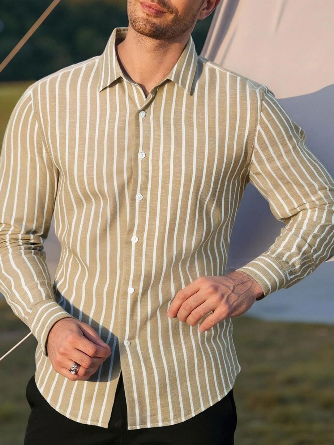 Fifth U Men Standard Striped Casual Shirt-picture-27