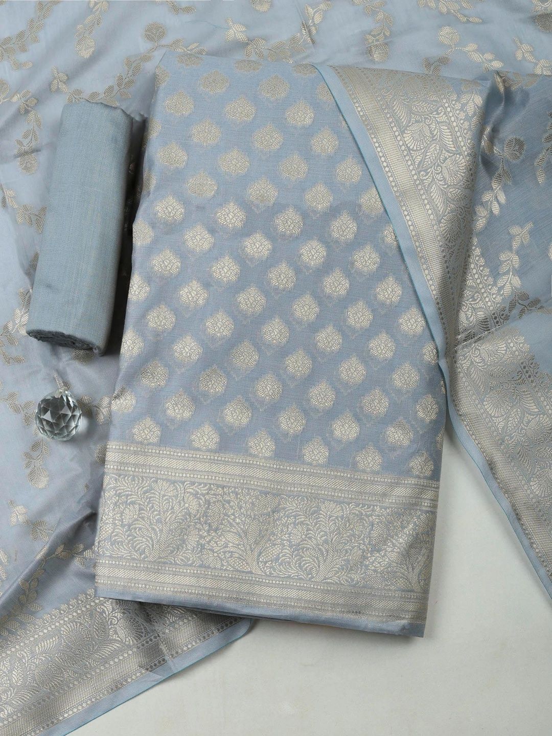 Meena Bazaar Art Silk Unstitched Dress Material-picture-42