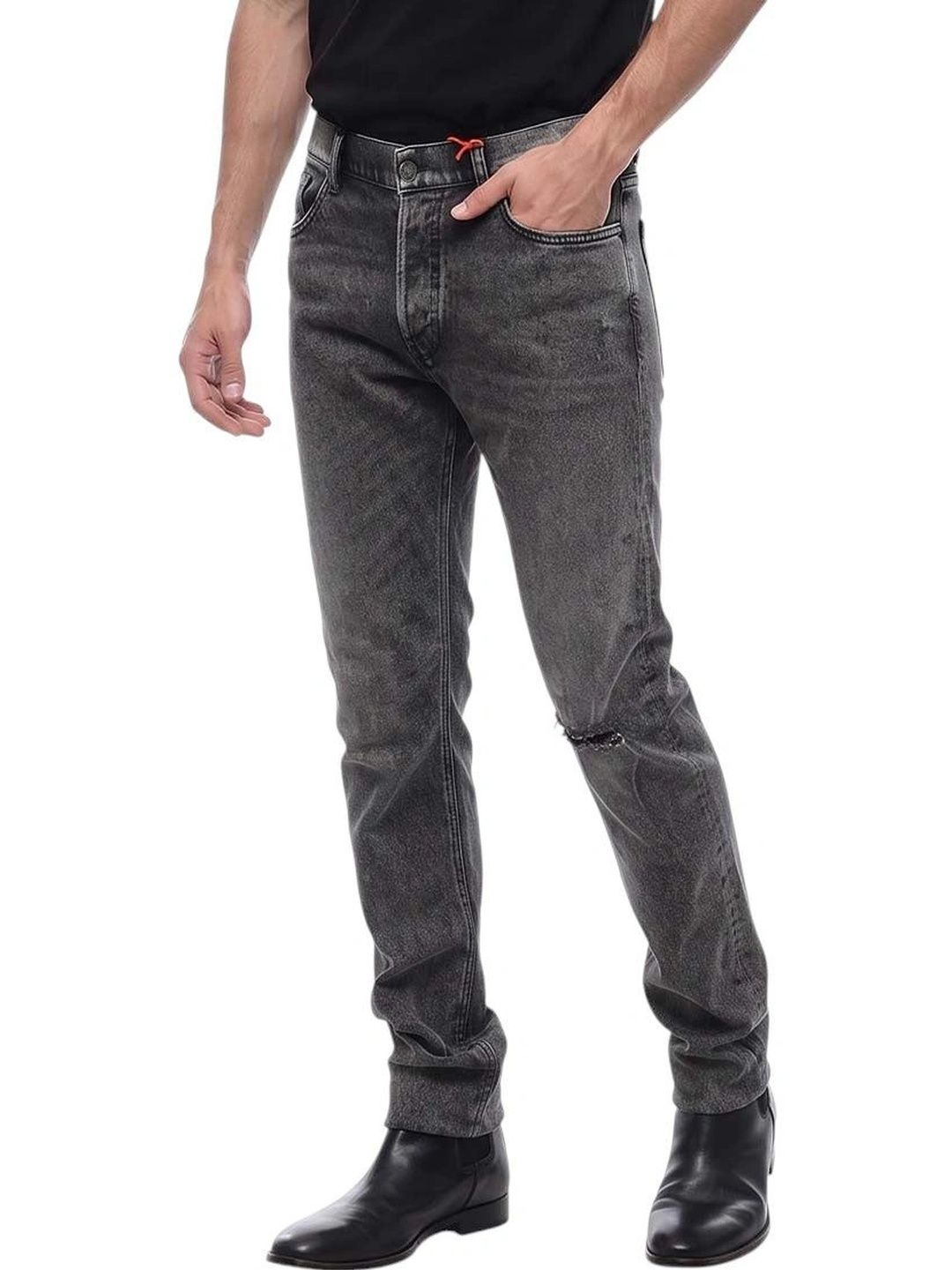 DIESEL Men Straight Fit Mid-Rise Low Distress Jeans-picture-19