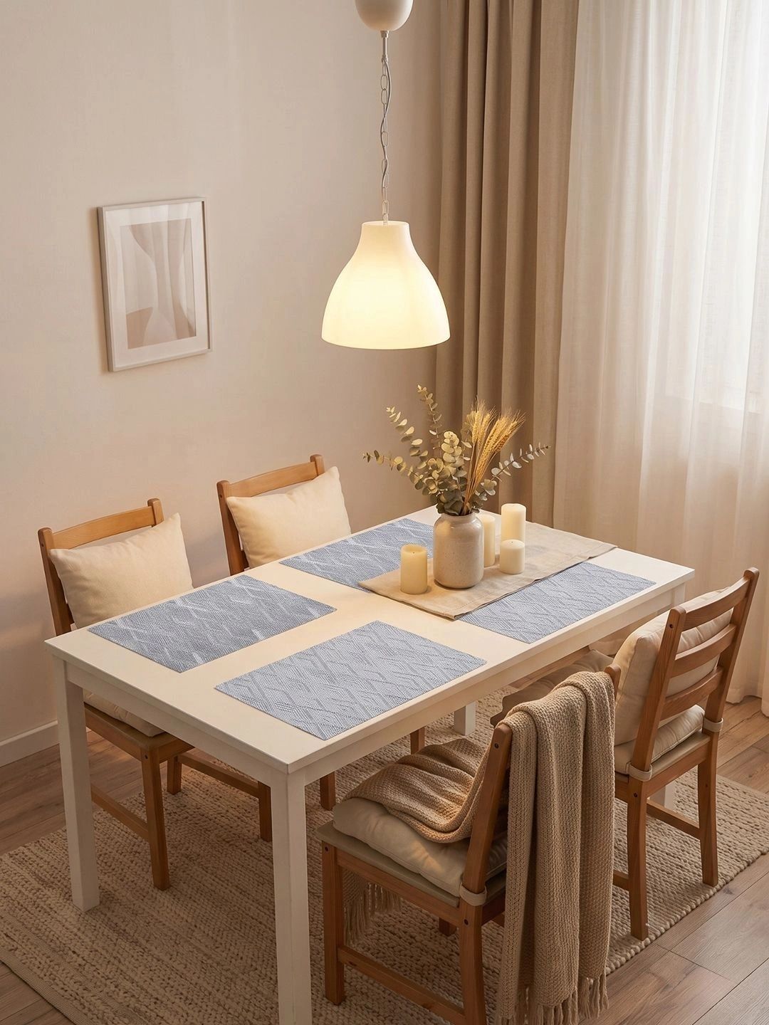 Myntra Elegant Homes 4-Pcs Grey Printed Rectangle Table Placemats-picture-56