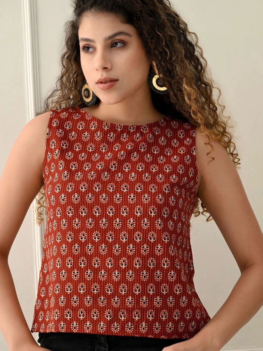 Rainy Rose Ethnic Motifs Printed Pure Cotton Blend Kurti-picture-39