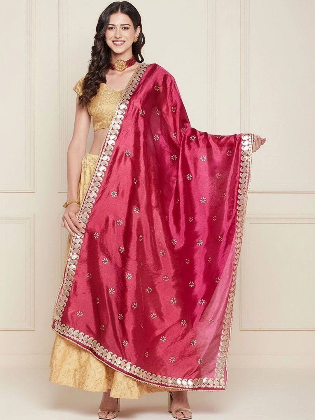 KALINI Ethnic Motifs Embroidered Dupatta with Mirror Work-picture-36