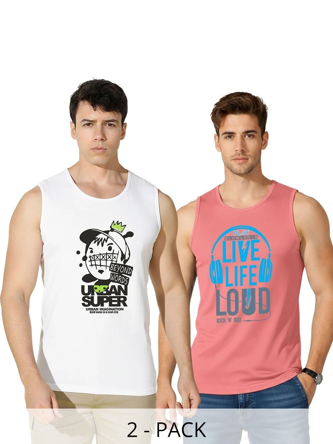 CRYPTIC Pack of 2 Printed Cotton Tank-picture-17