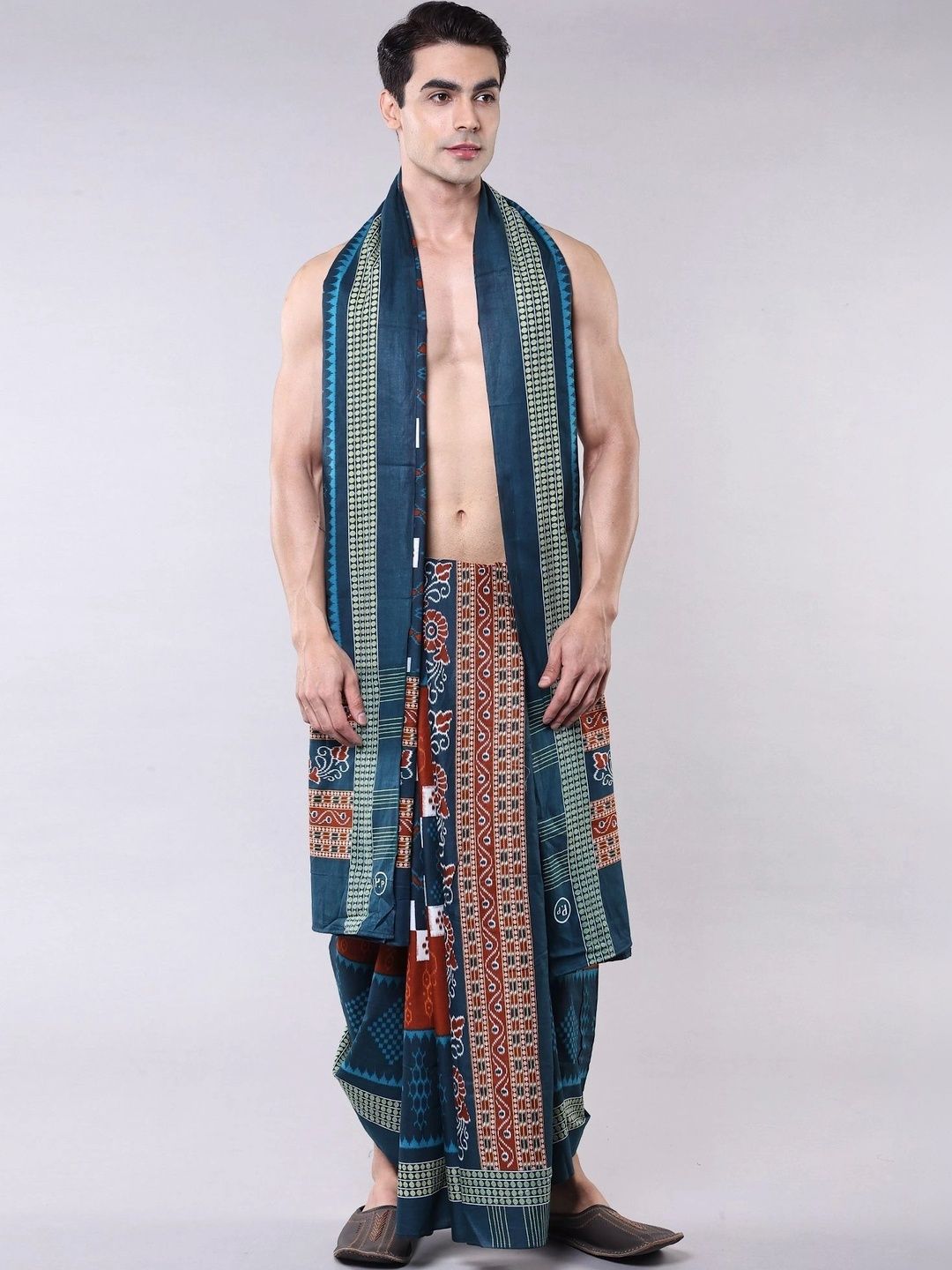 Exotic India Men Printed Cotton Dhoti Dhotis-picture-28
