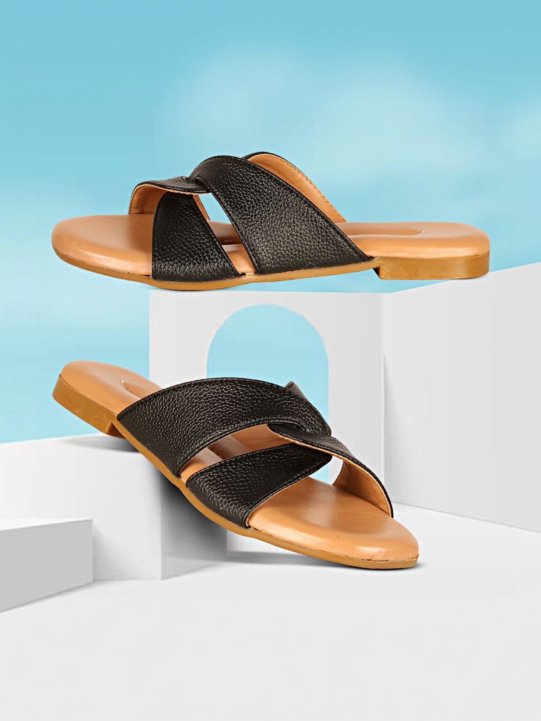 CORSICA Women Textured Open Toe Flats-picture-35