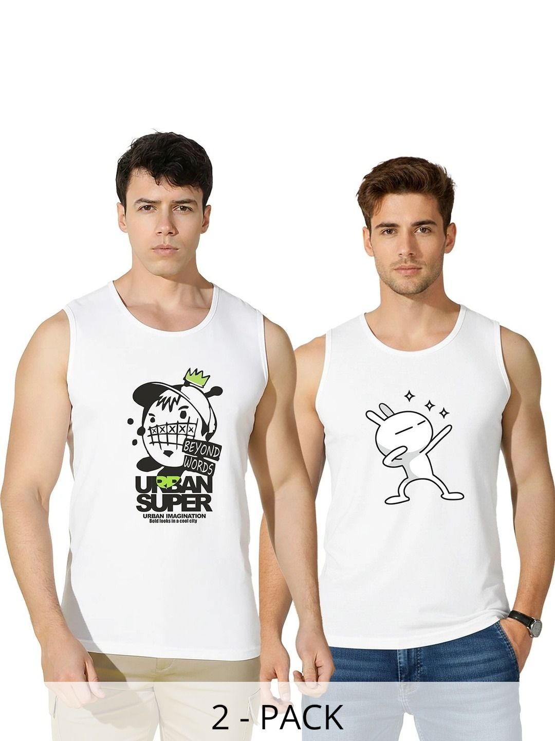 CRYPTIC Pack of 2 Printed Cotton Gym Vest-picture-38