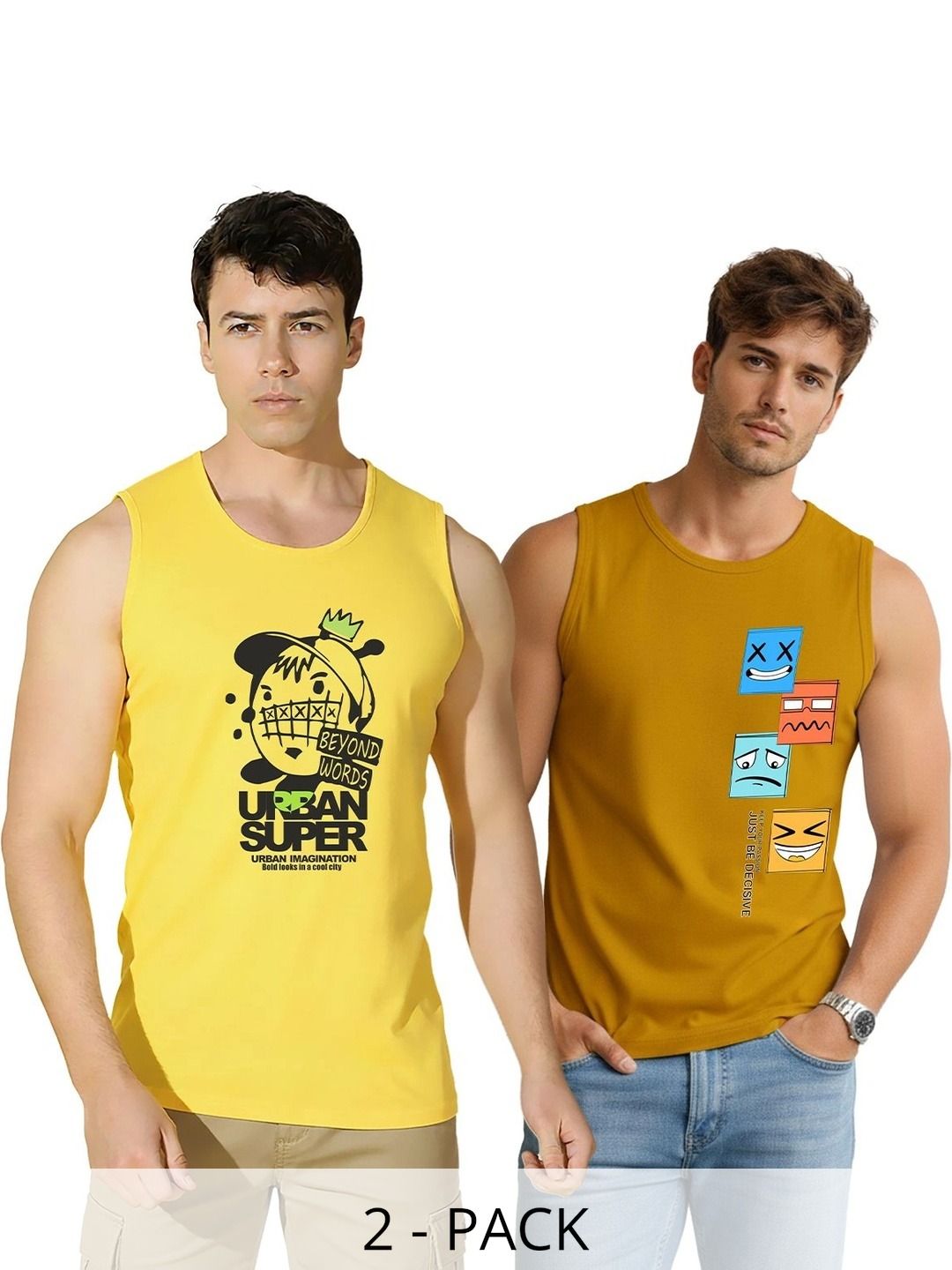 CRYPTIC Pack of 2 Printed Cotton Tank-picture-32
