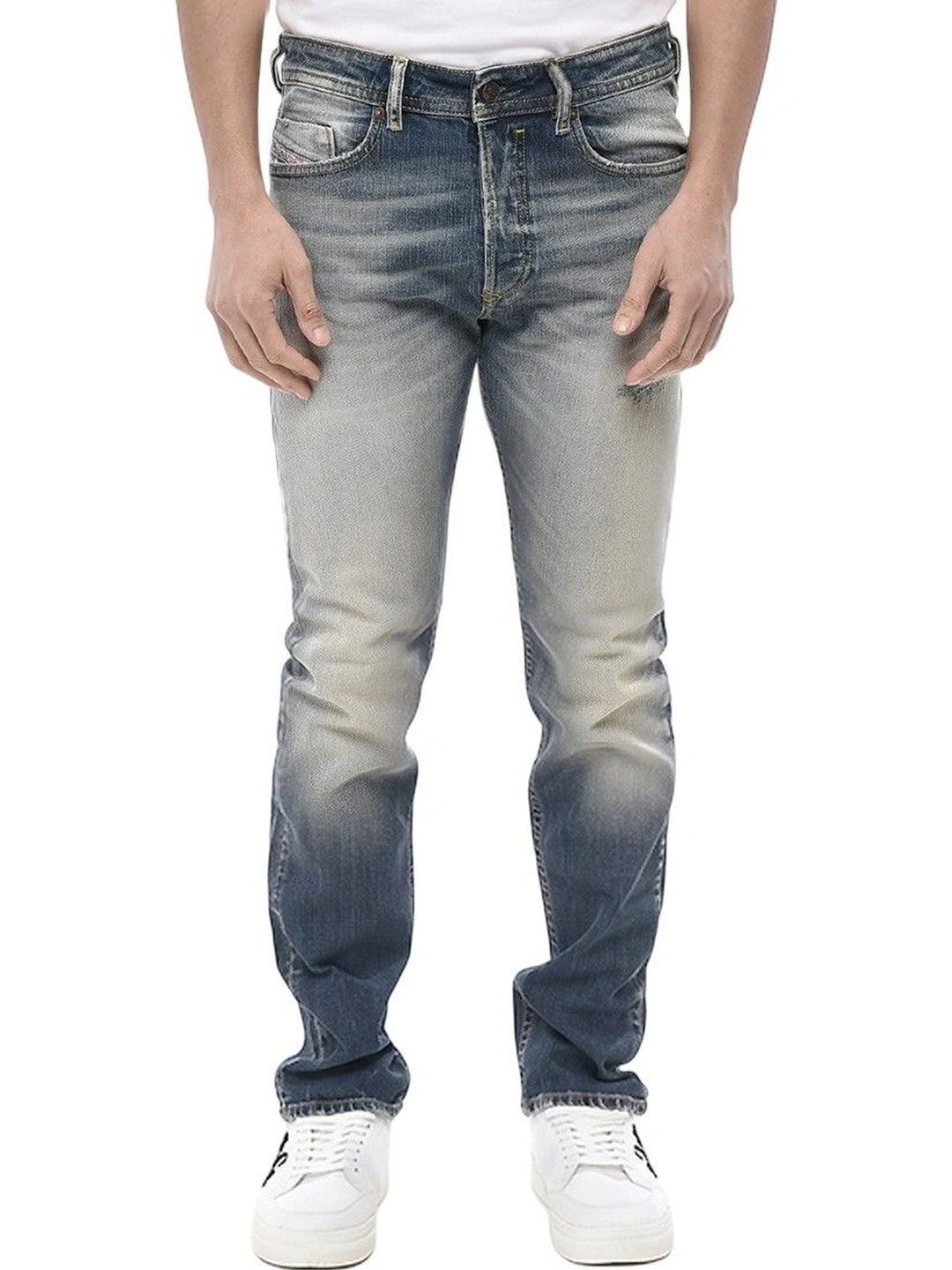 DIESEL Men Regular Fit Low-Rise Low Distress Jeans-picture-28