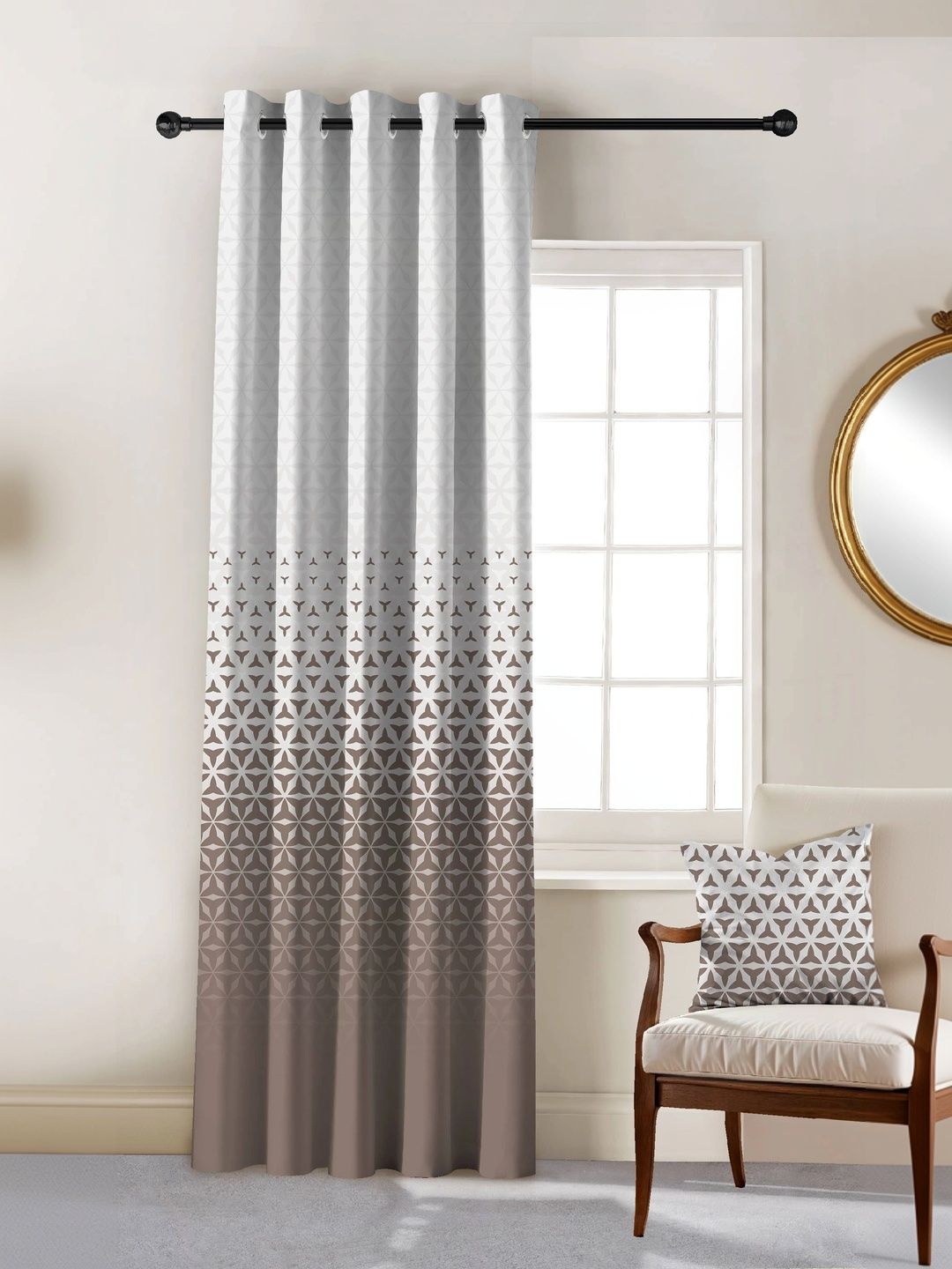 CASABLEU Taupe Set of 2 Geometric Room Darkening Door Curtain-picture-40