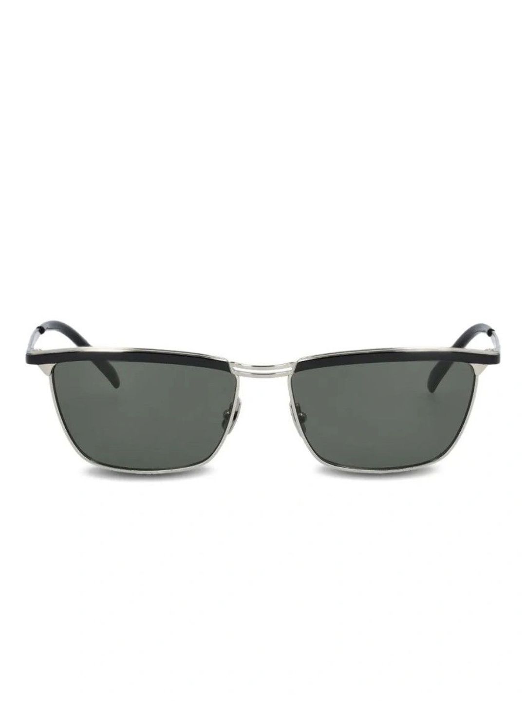 Saint Laurent Men Grey Lens & Silver-Toned Rectangle Sunglasses with-image-45