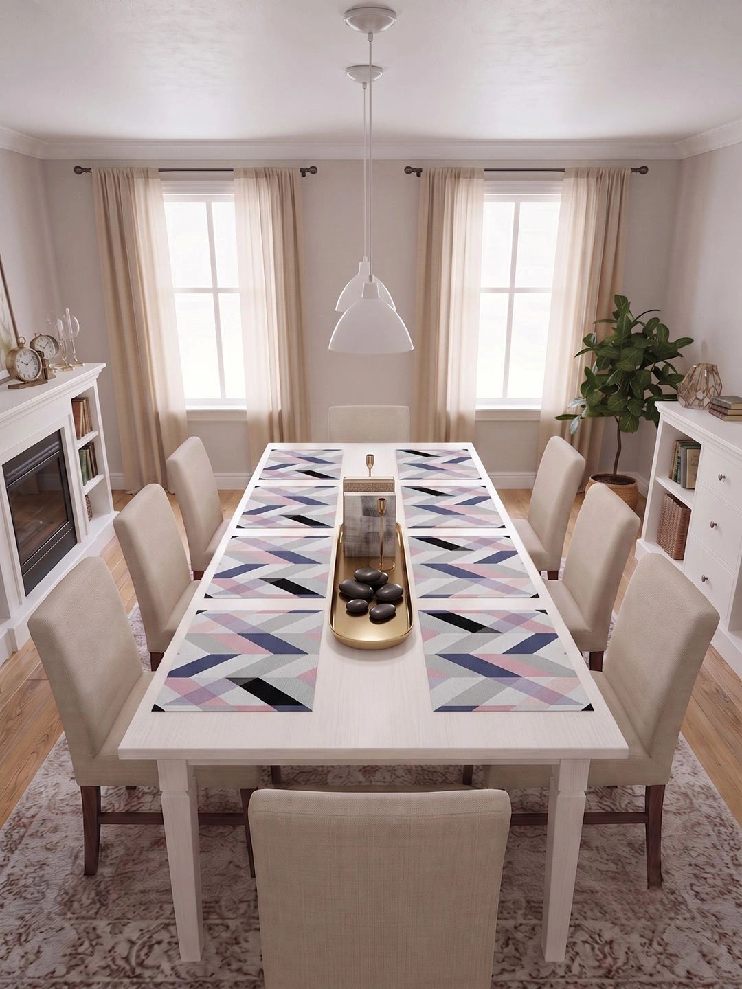 Myntra Elegant Homes 8-Pcs Pink & Black Printed Rectangle Table Placemats-picture-10
