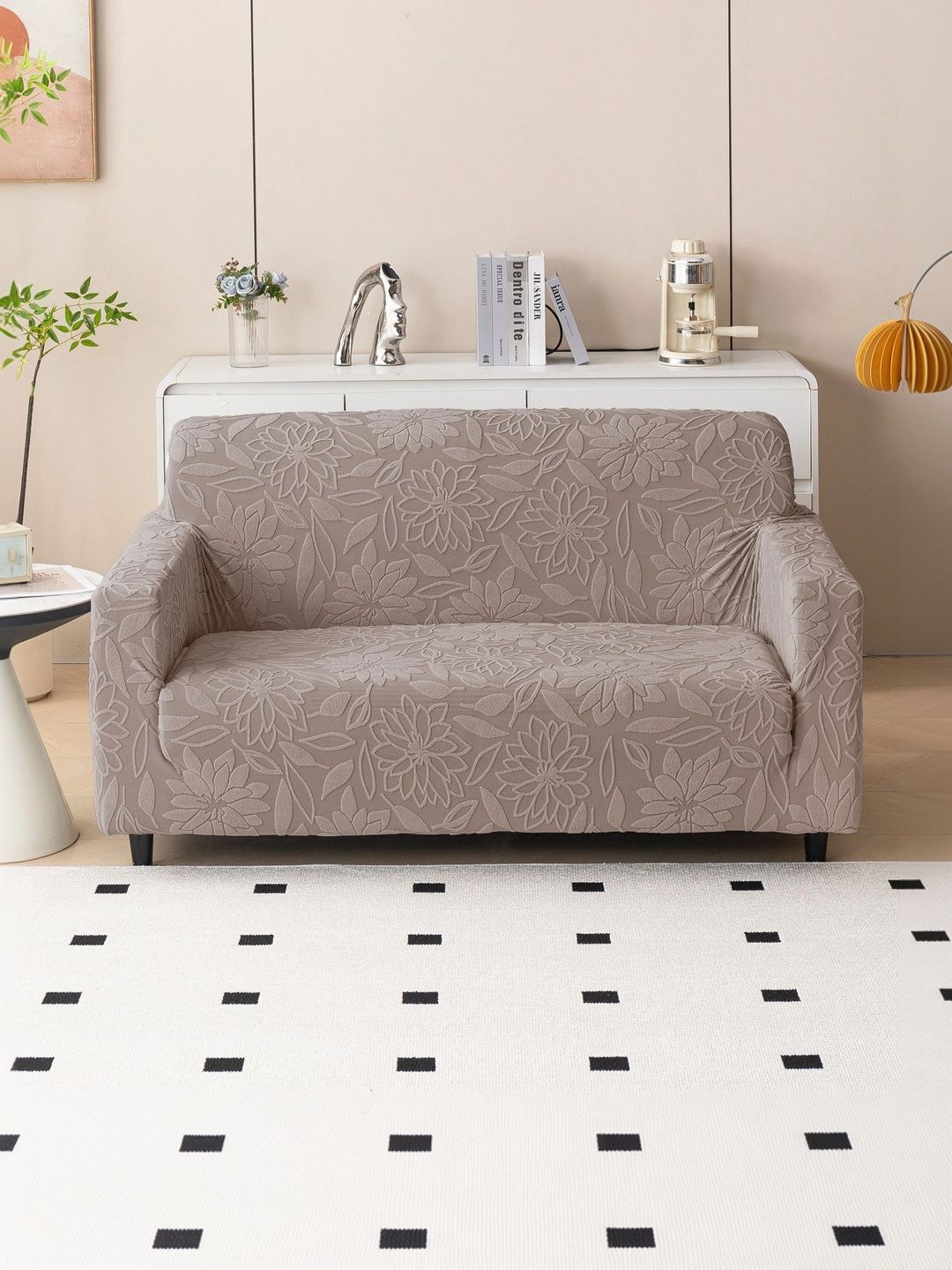 MAGICAL Brown 1 Piece Sofa Cover With Arms-picture-11
