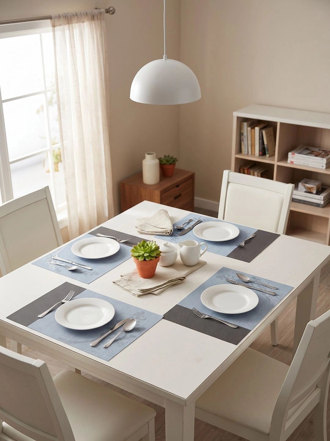 Myntra Elegant Homes 4-Pcs Blue Printed Rectangle Table Placemats-picture-34