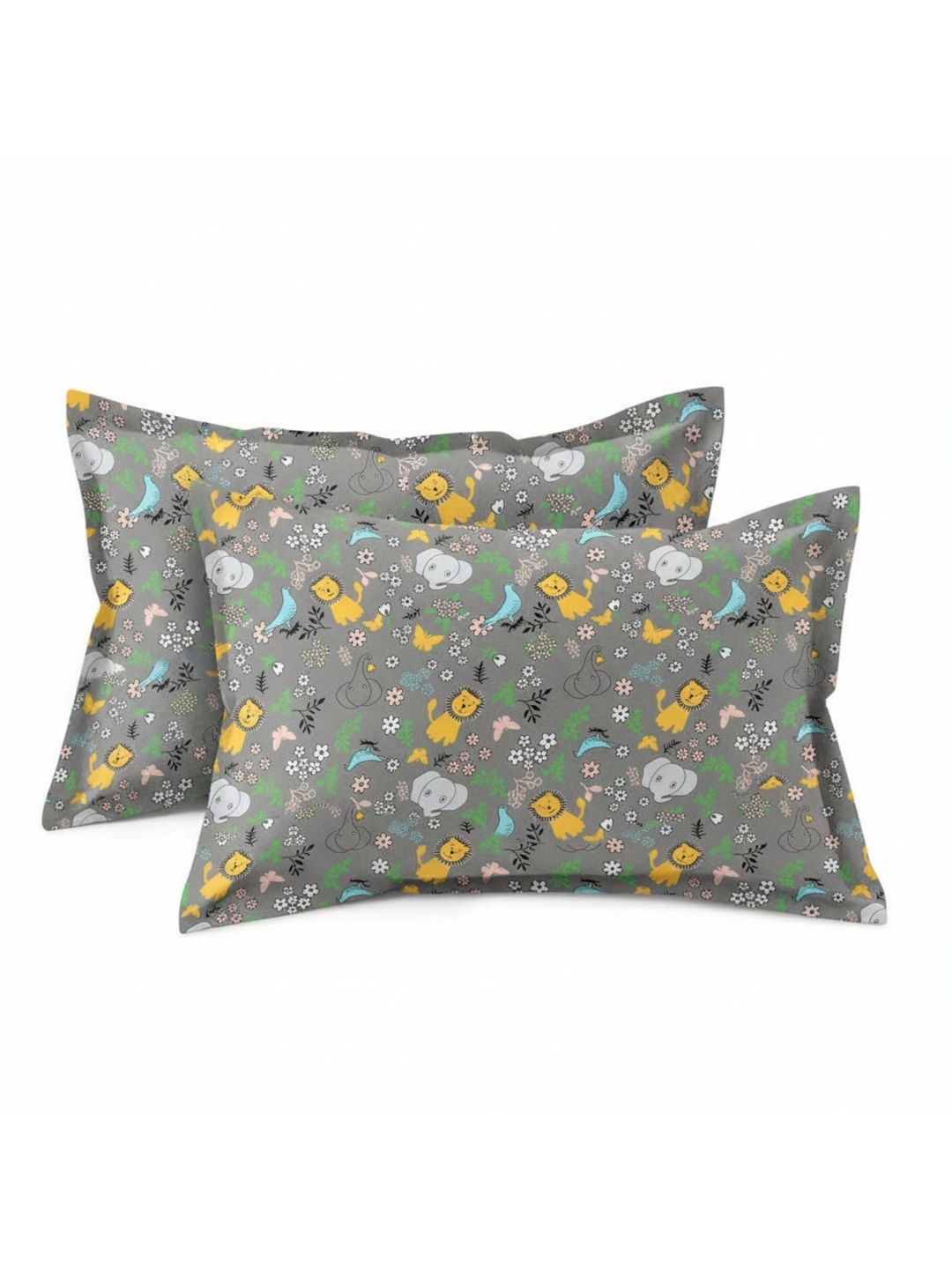 Florida Grey & Yellow 160 TC Bedsheet with 2 Pillow Covers-image-45