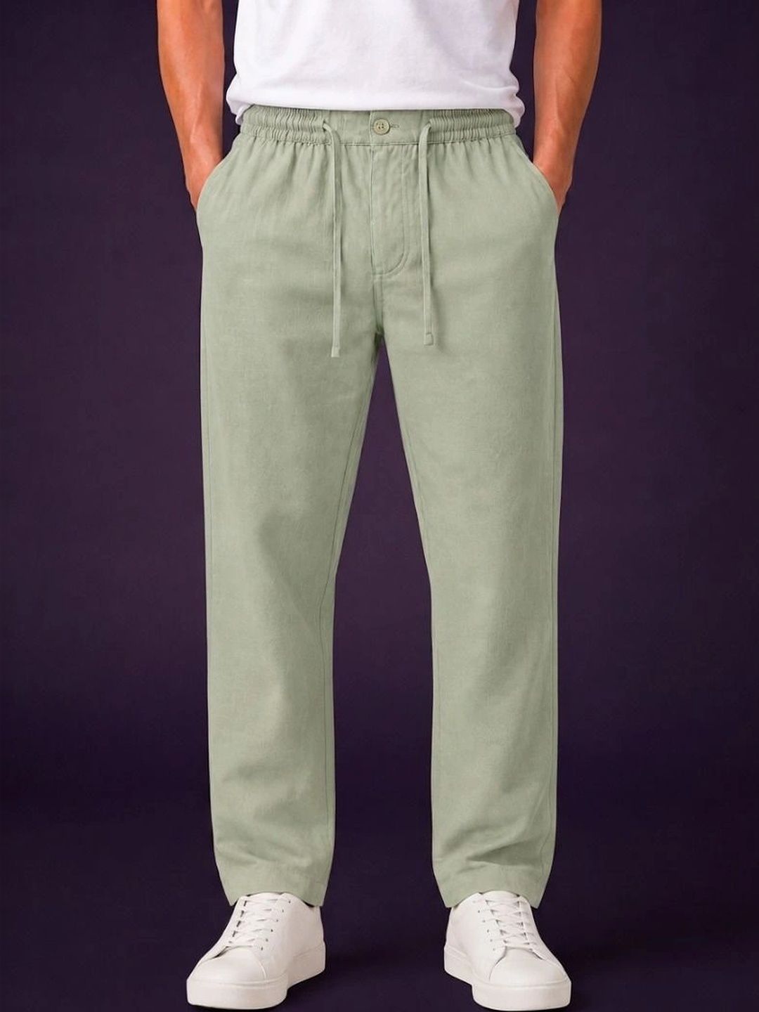 Nplusonefashion Men Cotton Mid-Rise Straight Fit Trousers-picture-15