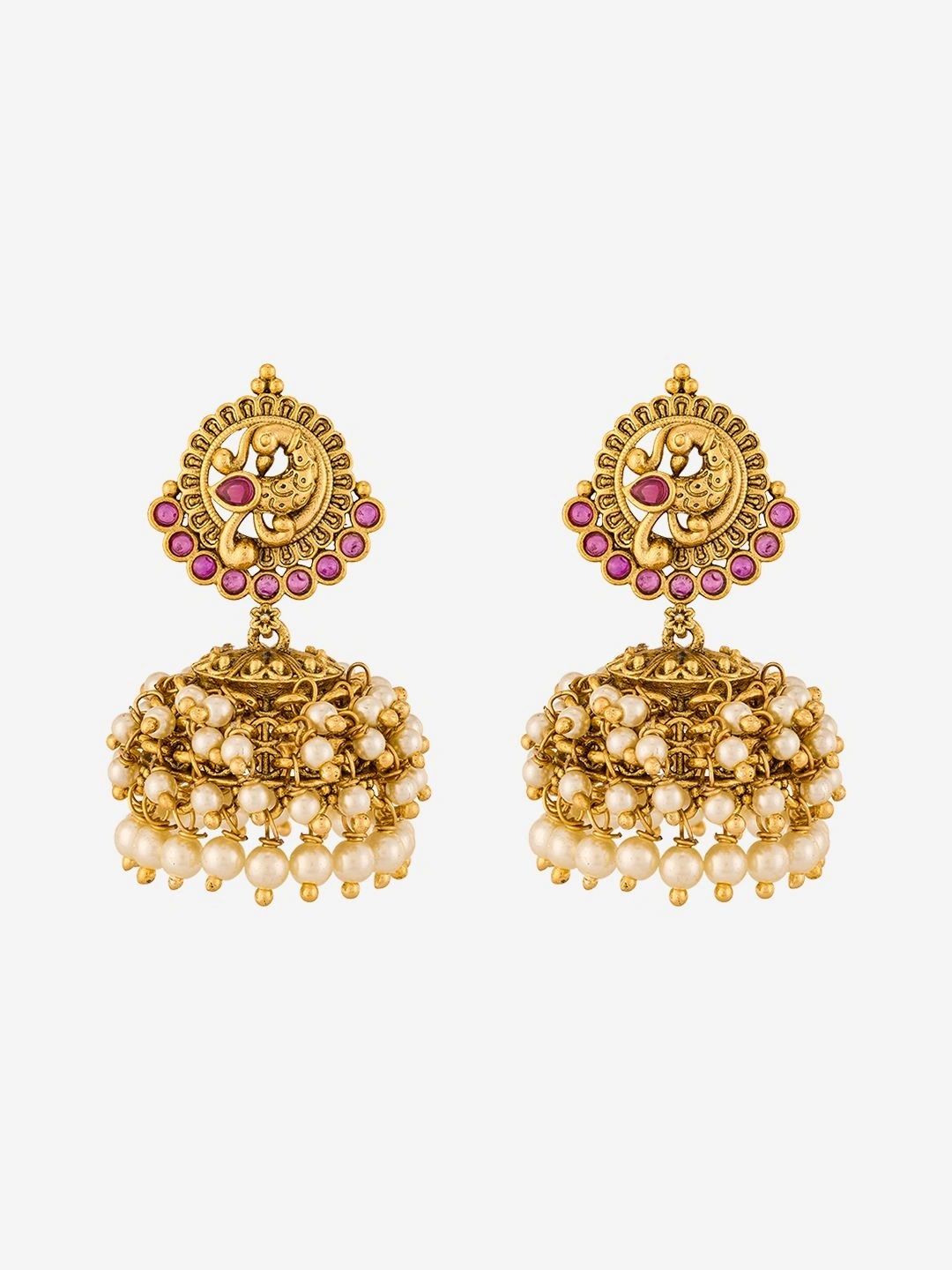 Kushal's Fashion Jewellery Peacock Shaped Jhumkas Earrings-image-26