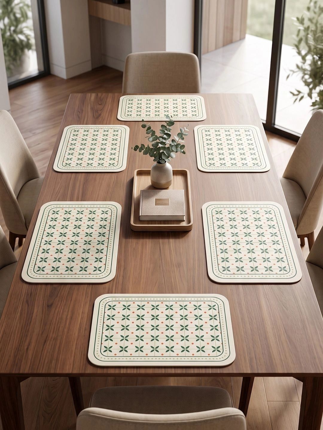 Myntra Elegant Homes 8-Pcs White Printed Rectangle Table Placemats-picture-27