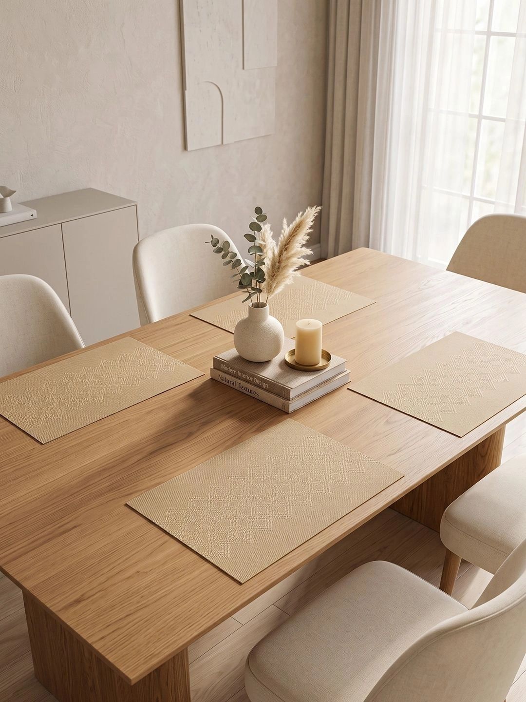 Myntra Elegant Homes 4-Pcs Beige Rectangle Table Placemats-picture-18