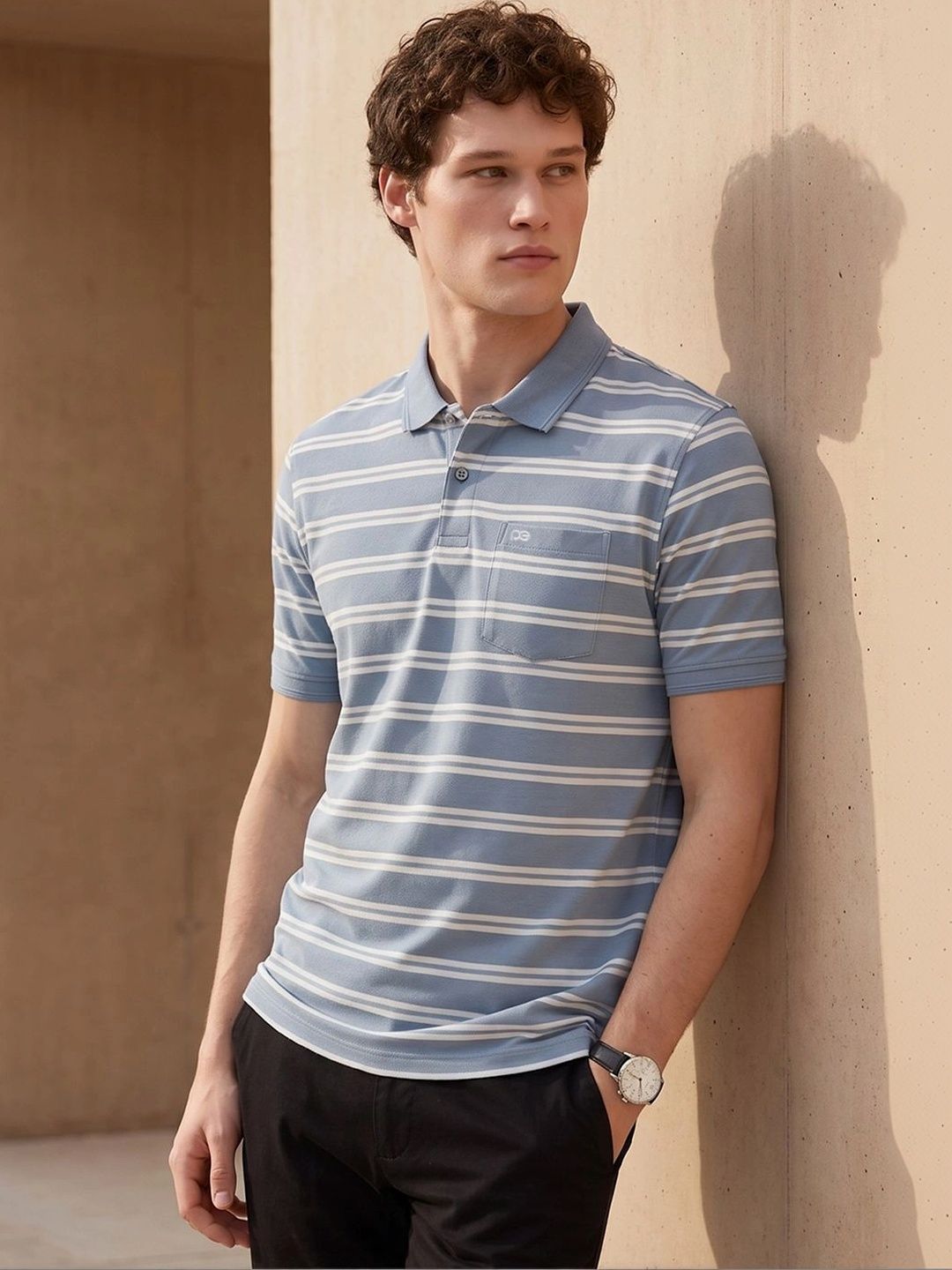 Peter England Casuals Men Striped Polo Collar Pockets T-shirt-picture-15