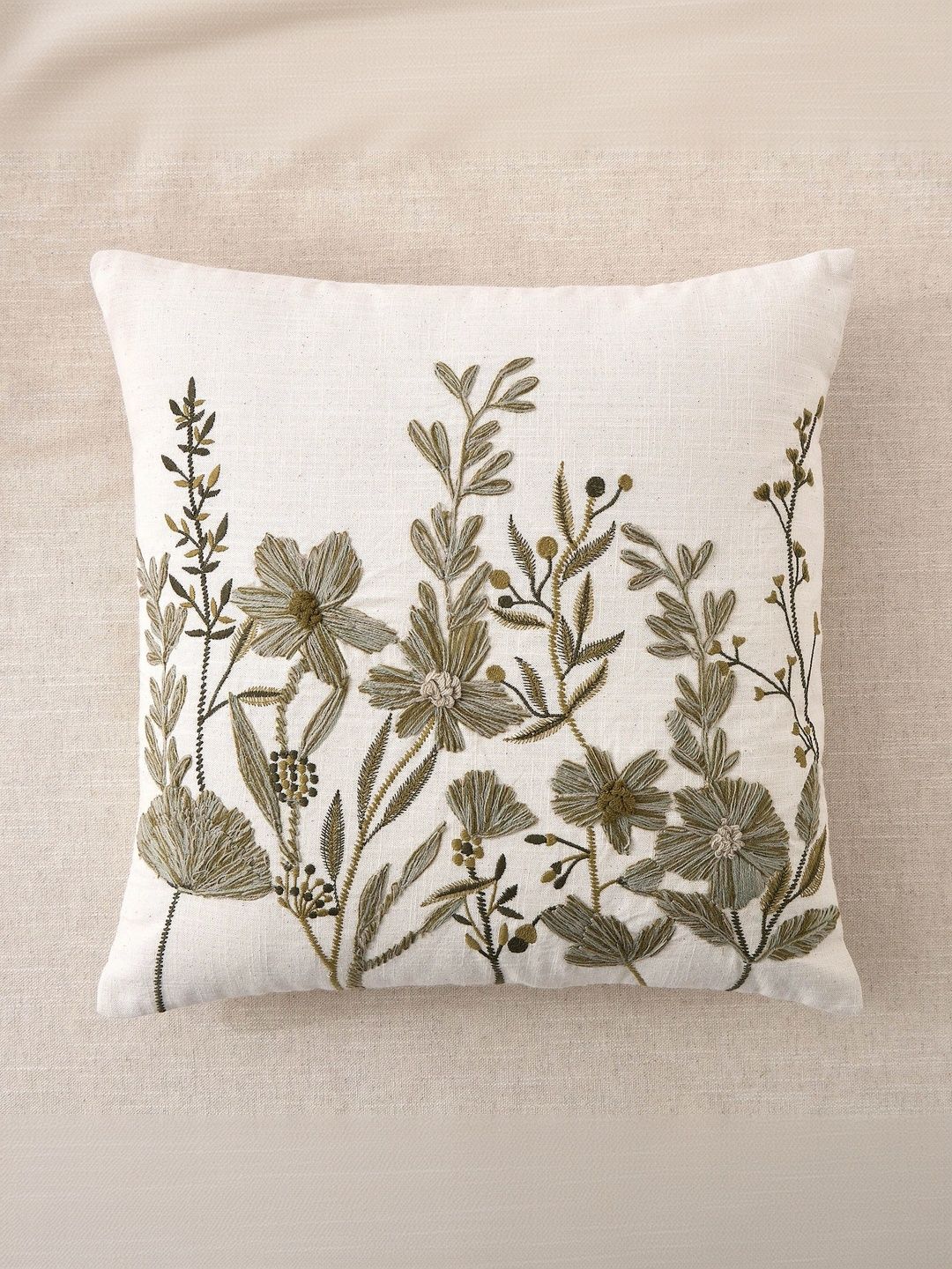 Home Centre Off White Floral Square Cushion Covers-image-11